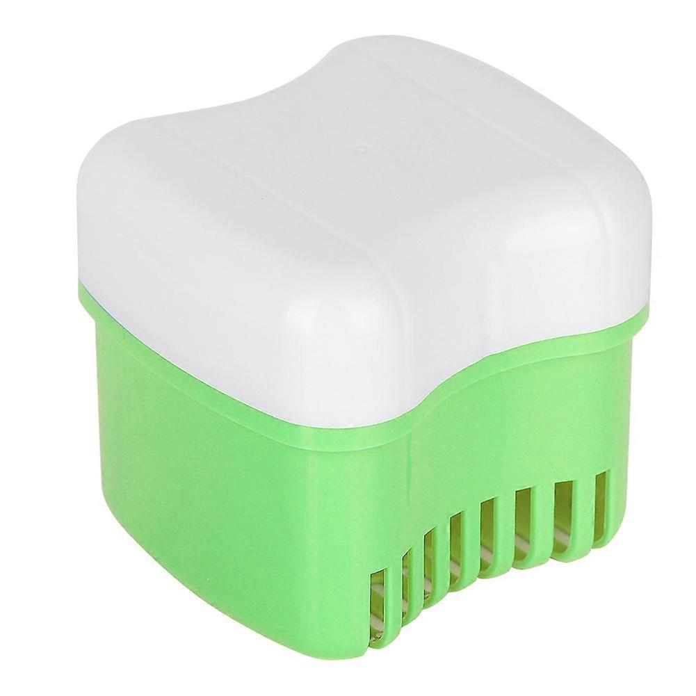 Denture Storage Box with Filter Screen, Green, 8.5x7x8 cm, 64g