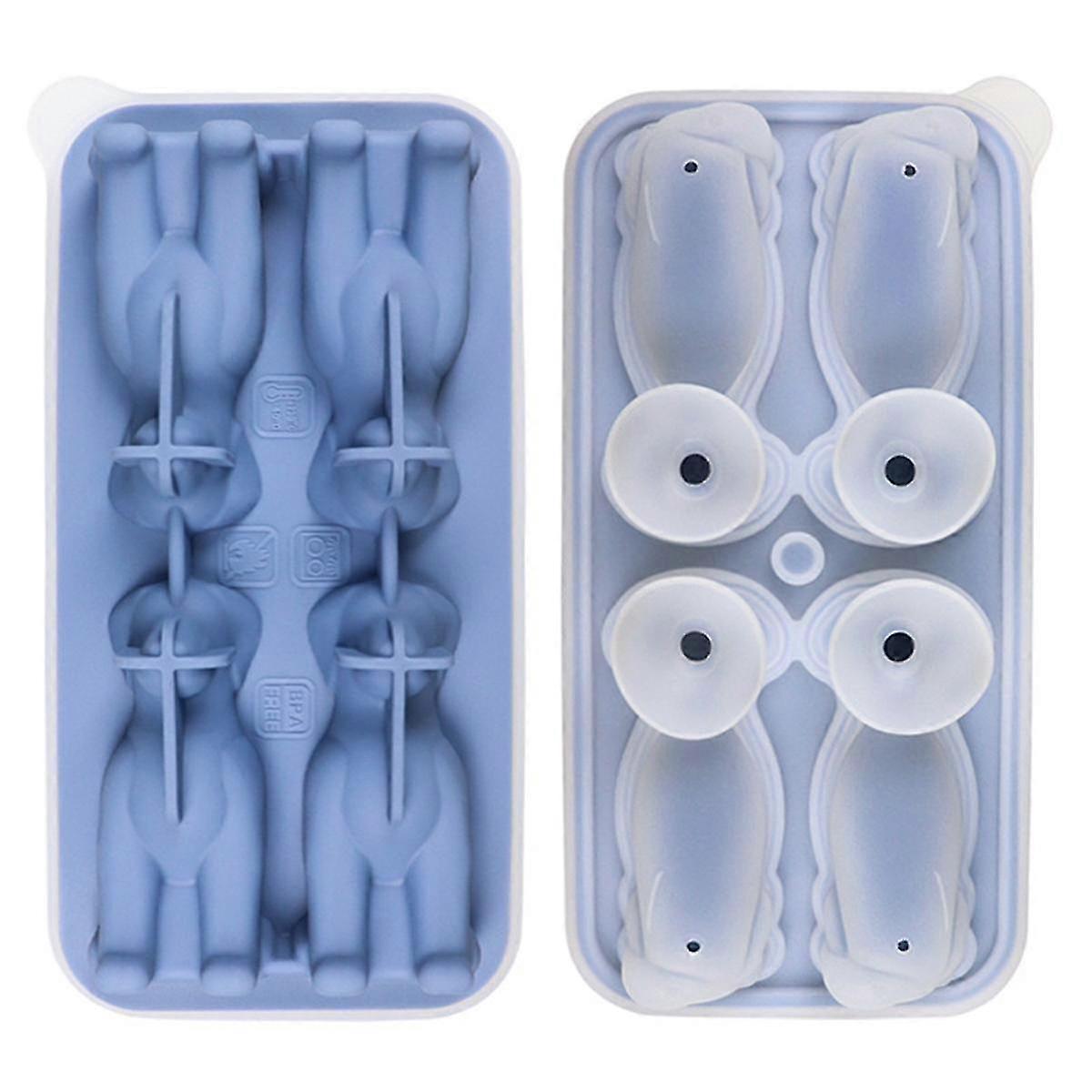 3D Labrador Ice Square Tray, Whiskey Ice Square Mold, Easy Release Silicone Ice Square Molds, Fun Ice Square Trays Blue