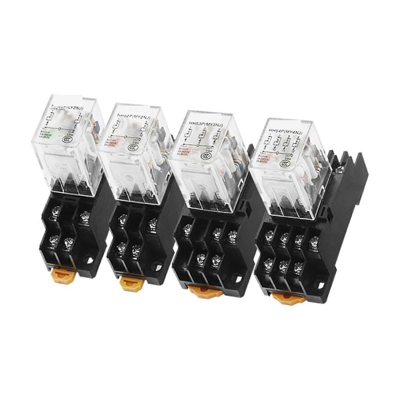 Electromagnetic Intermediate Relay HH52P HH53P HH54P MY2NJ With Base DC12V DC24V AC220V 52P Gold Point DC24V