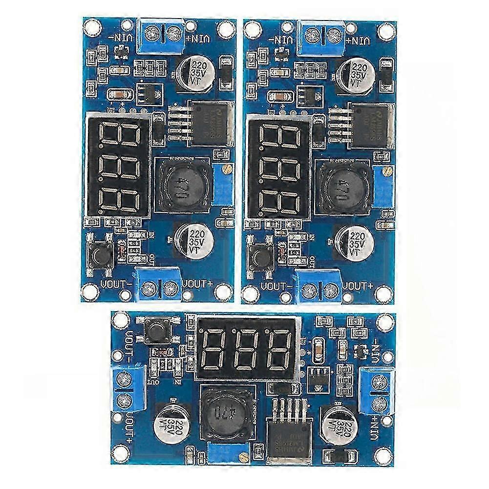 3Pcs LM2596 DC- Adjustable Step-Down Converter Voltage Regulator LED Display Voltmeter 4.0-40V to 1.25-37V