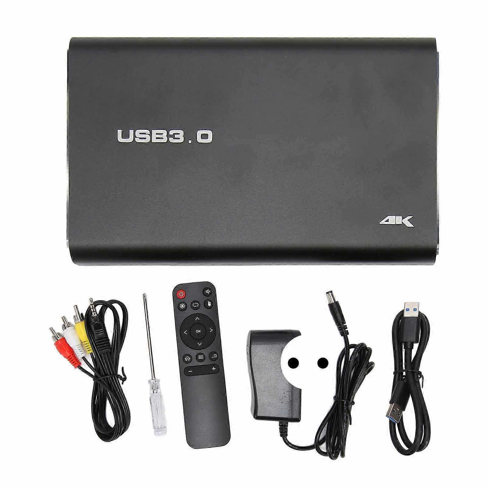 4K Ultra HD Media Player Video Photo Music PPT Media Player with Auto Loop Play for USB Drives Storage Card 100240V EU Plug