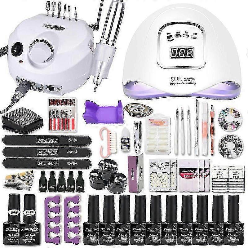 マニキュアセットアクリルネイルキット、120/80 / 54wネイルランプ35000rpmネイルドリルマシンジェルネイルポリッシュをすべてマニキュアサンSet1_Specialギフトに選択