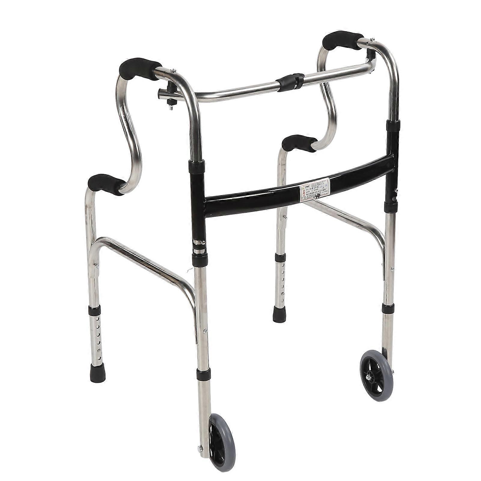 Elderly Walker 6-Height Adjustable Stainless Steel Folding 4-Leg 75-85cm