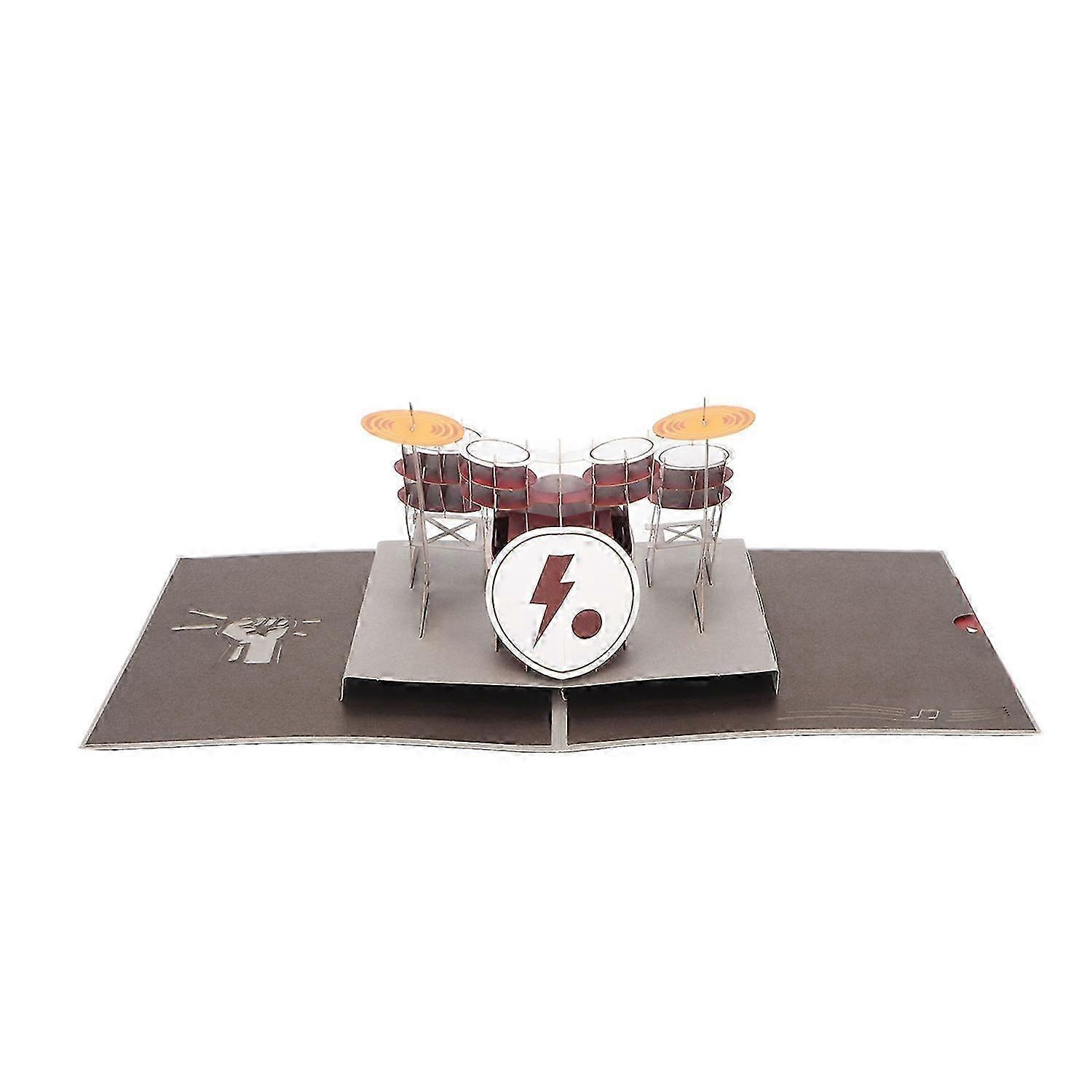 3D Birthday Card Drum Set Style Fine Details Durable Paper Popping Up Birthday Card with Envelope fo
