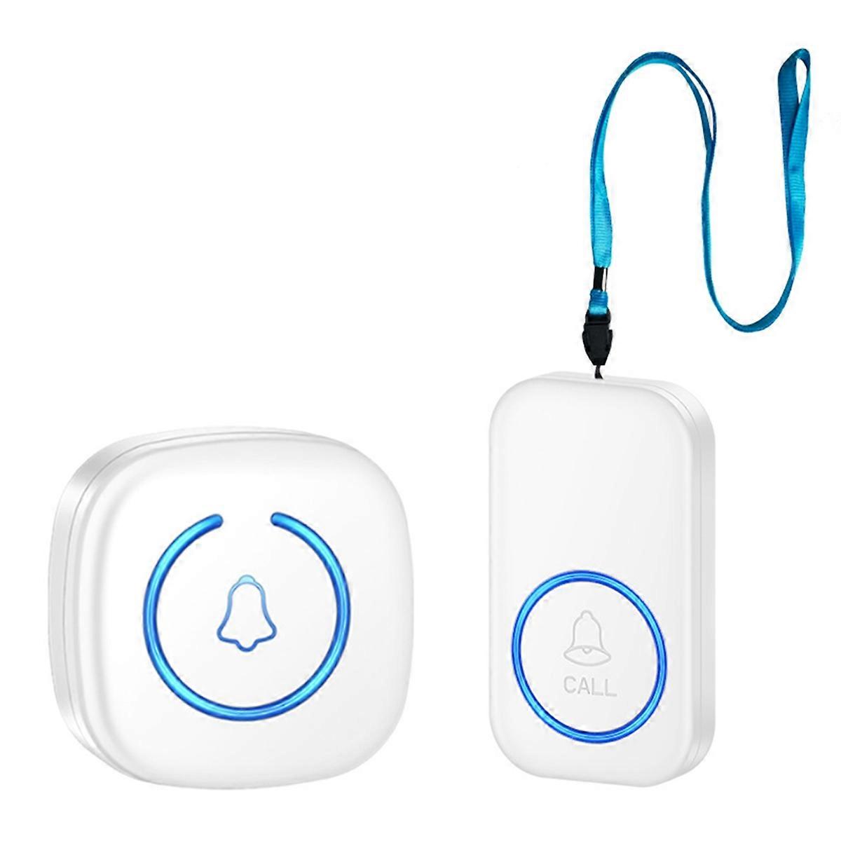 Wireless Lanyard Button Call Pager Emergency SOS Pager White EU Plug