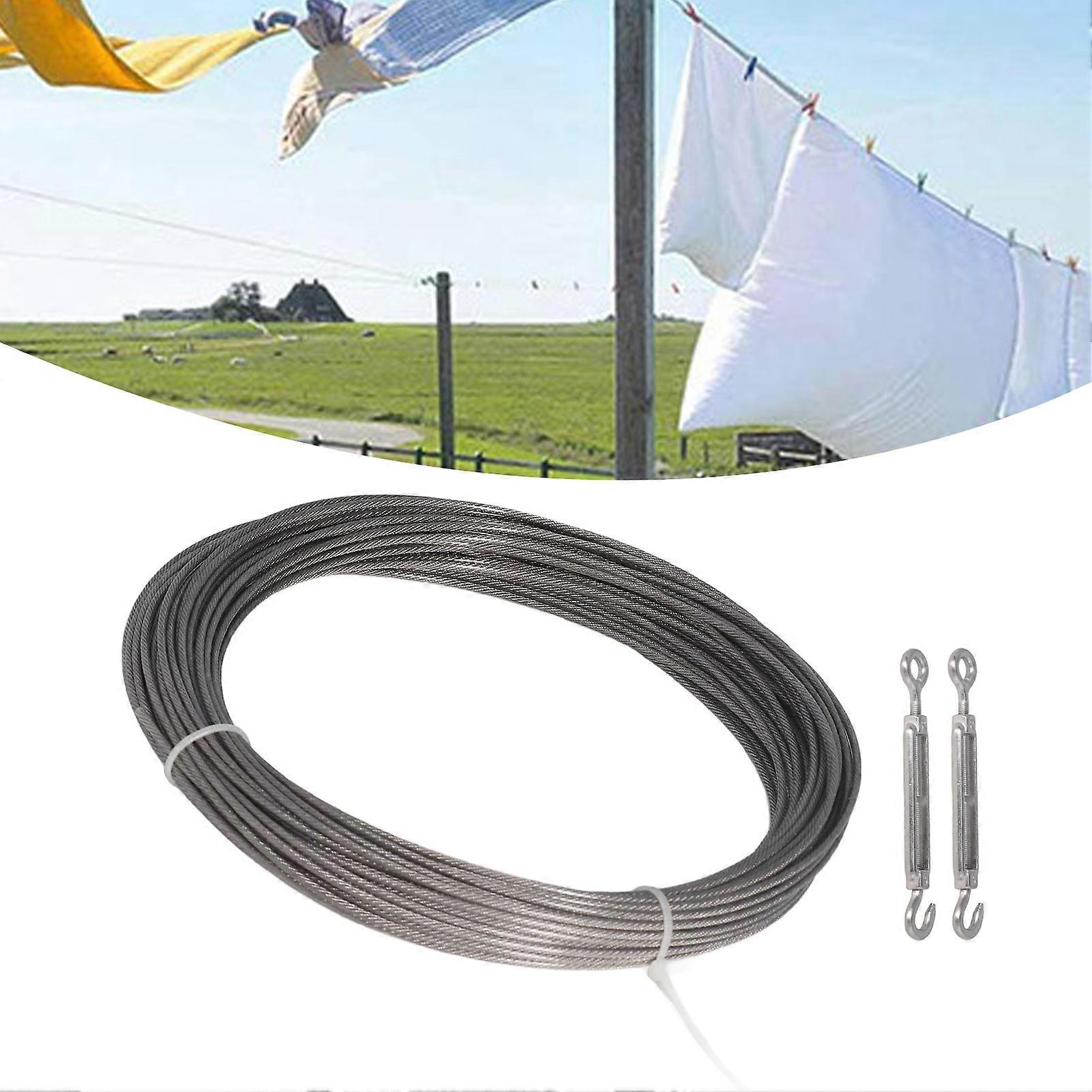 25m Stainless Steel Wire Rope Set PVC Coated Rust Proof Cable