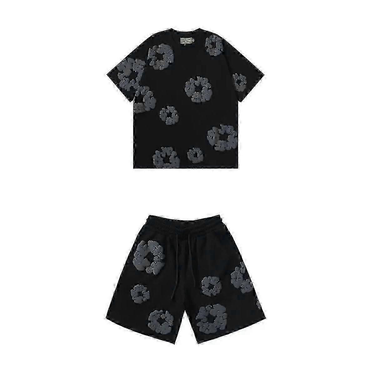 2025 طقم شورت رجالي صيفي ، قطن ، لياقة بدنية غير رسمية ، جاهز للسفر ، 2 قطعة