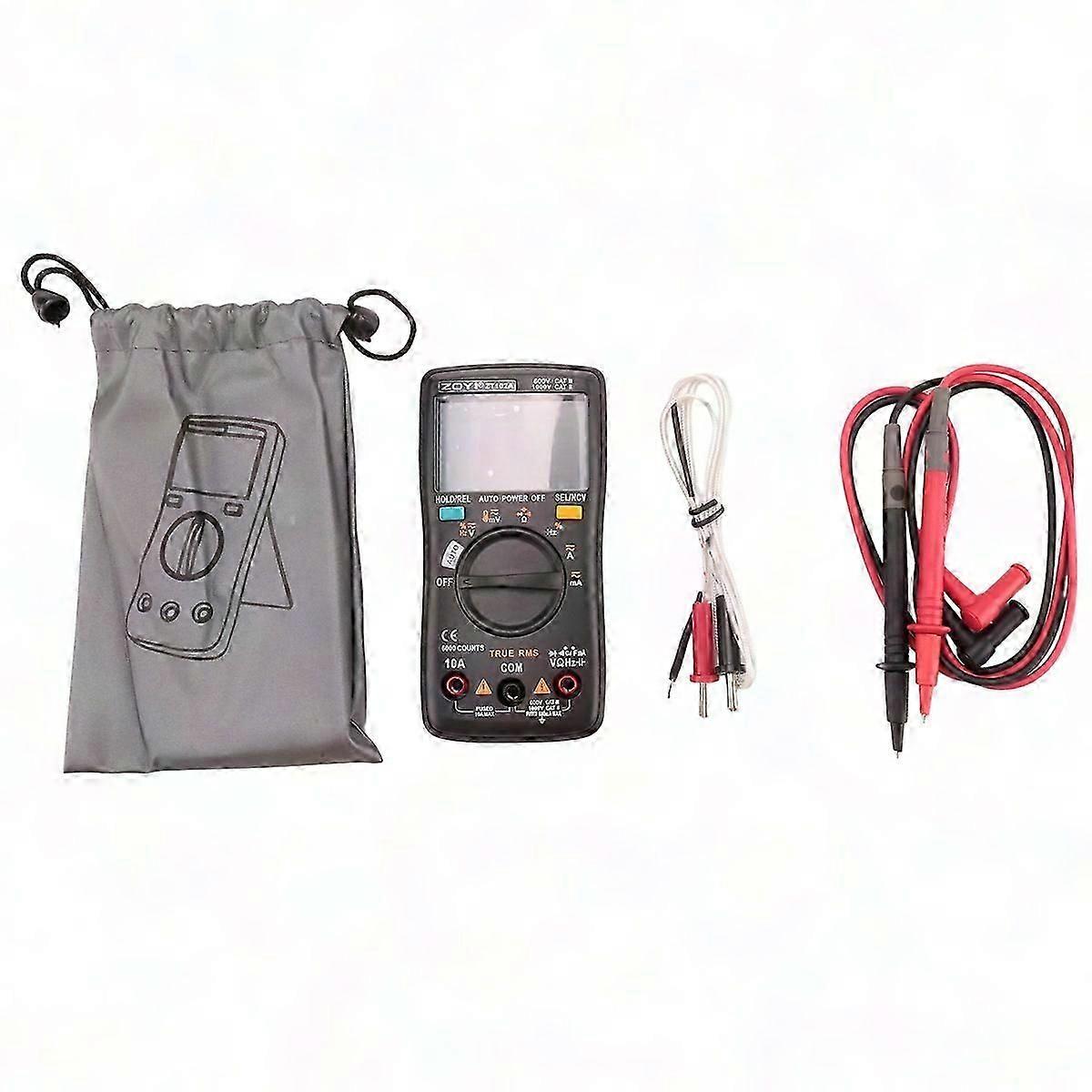 ZT102A Digital Multimeter 6000 Counts Auto-Ranging Voltmeter Ammeter Ohm Tester with Backlight