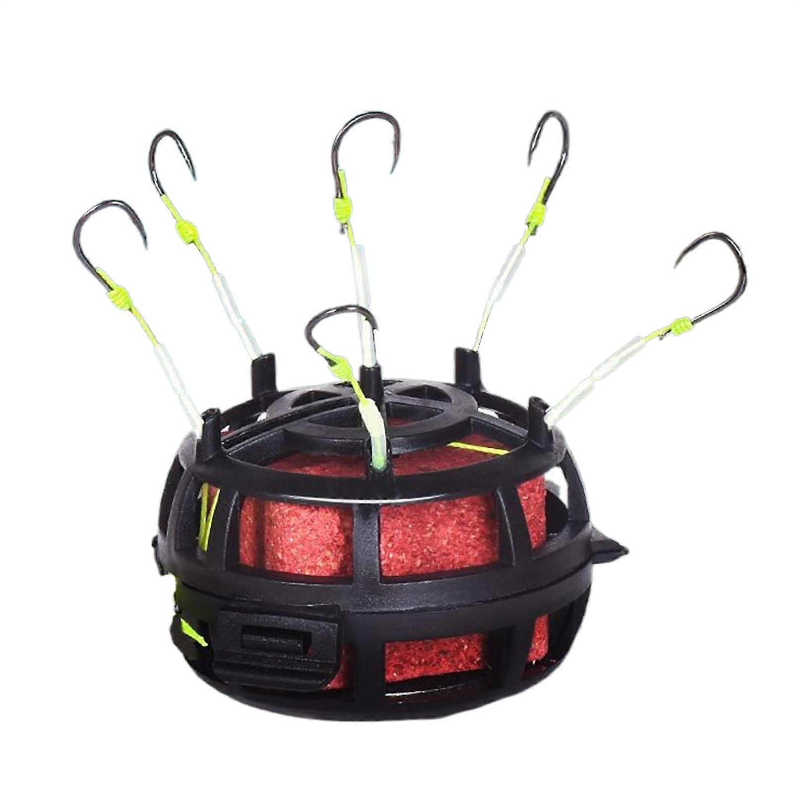 Fishing Hooks Floating Bait Cage With 6 Hooks 360Degree Rotating Camping Adventures Catfish Pike Sports