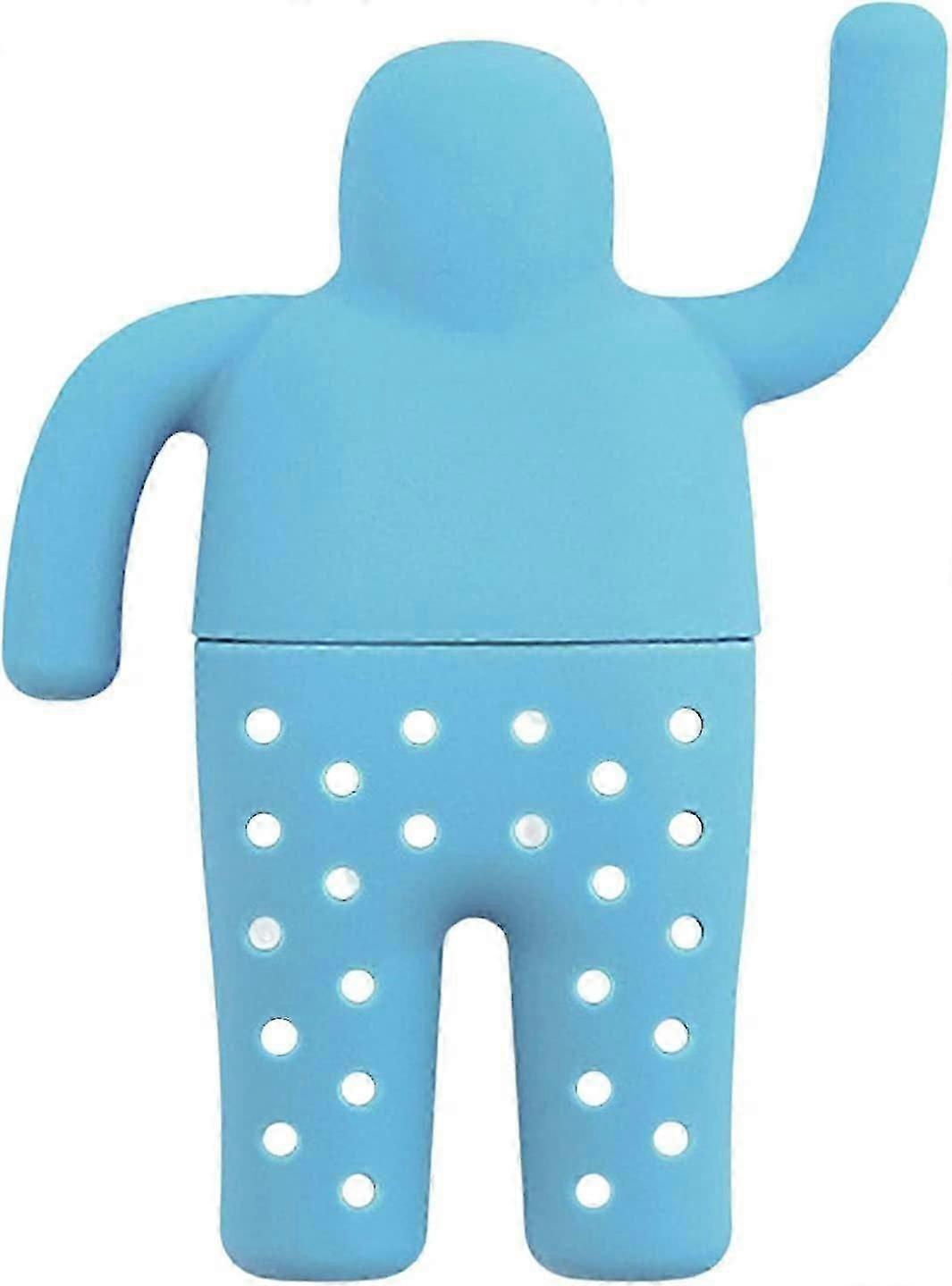 Silicone Tea Maker - Cute Mr. Man Tea Maker - Silicone Tea Maker, Reusable Tea Diffuser Filter For Cups, Teapots, Cups, Spices 1 Pack Blue