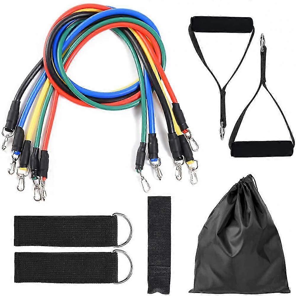 11pcs Resistance Bands Set, 100lb Exercise Stretch Bands