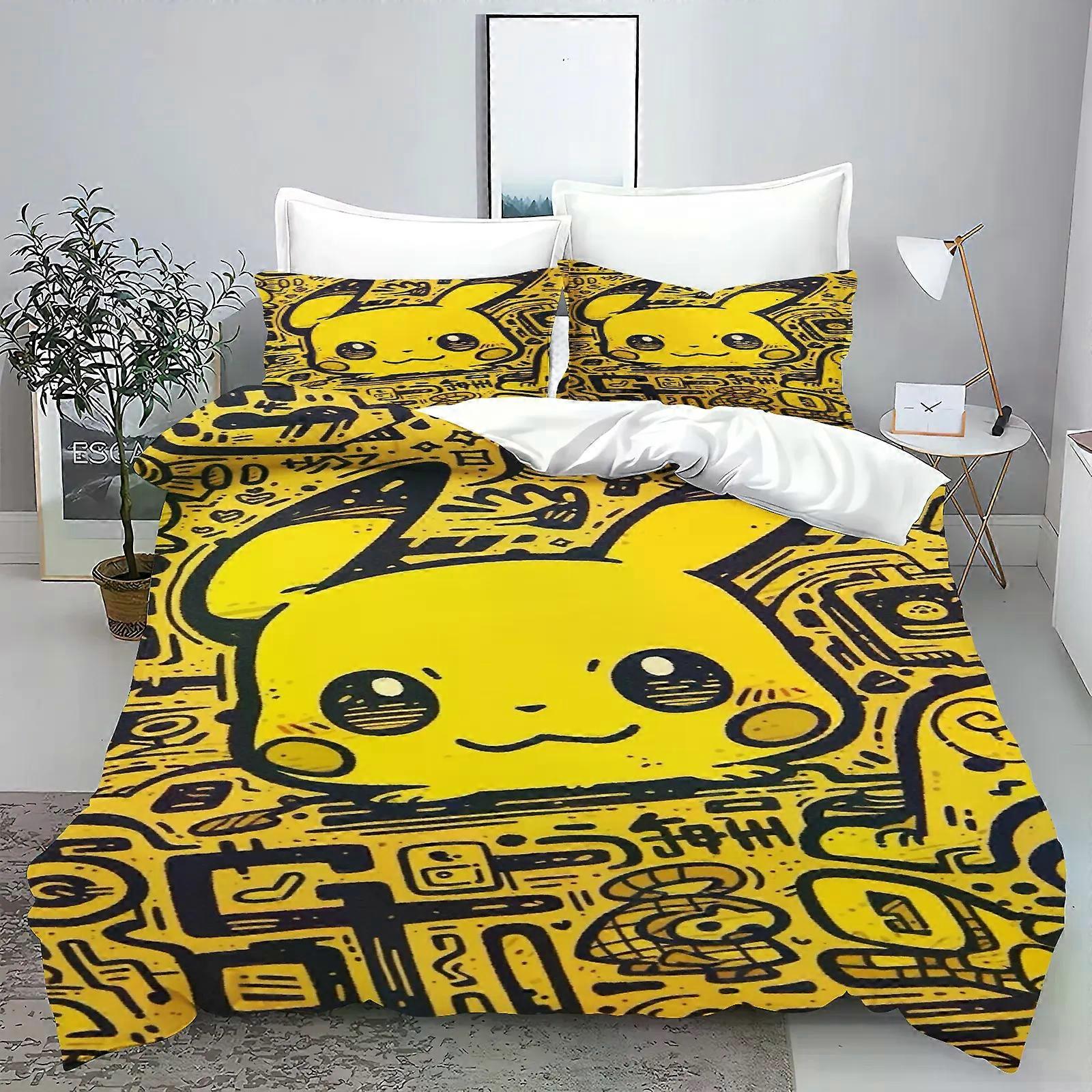 TE3001 Pika-chu Duvet Cover Set Universal, Suitable For Children And Adults Bedding Comforter Sets King Size Double