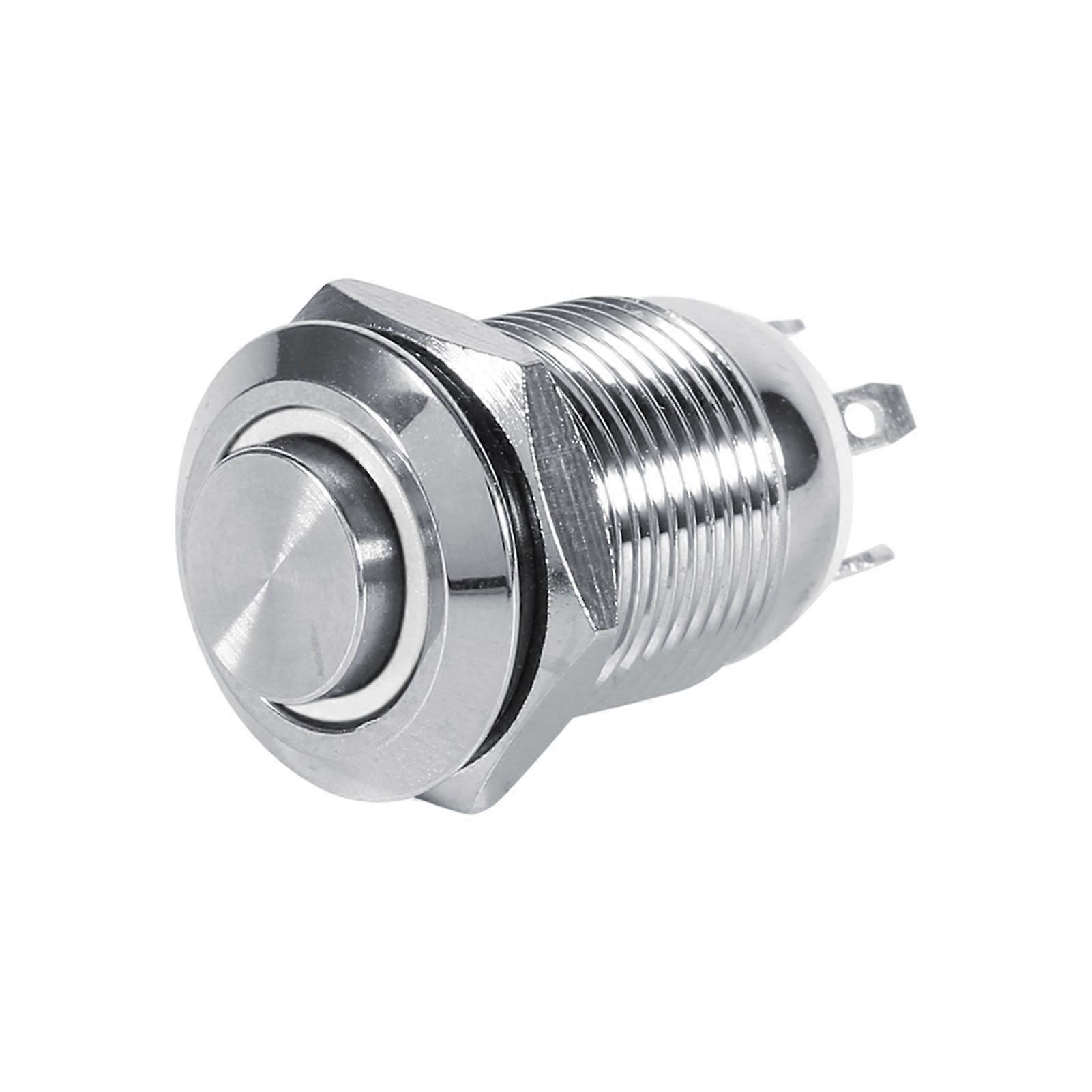 12mm Waterproof Metal Momentary Push Button Switch High Flush 4 Pin White LED 3V
