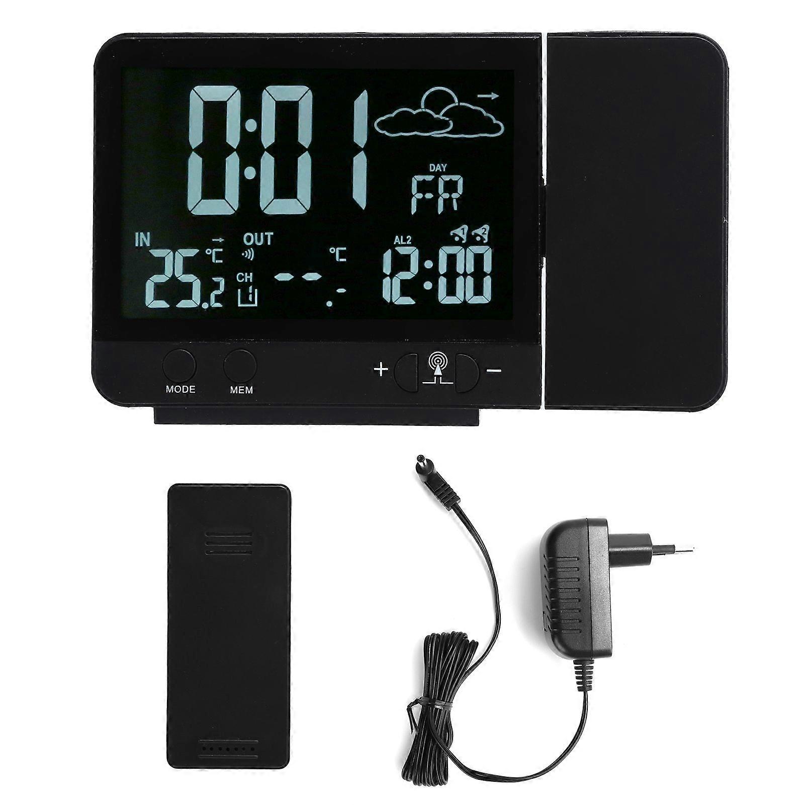 Projection Alarm Clock Wireless Indoor Outdoor Thermometer Temperature Humidity Gauge