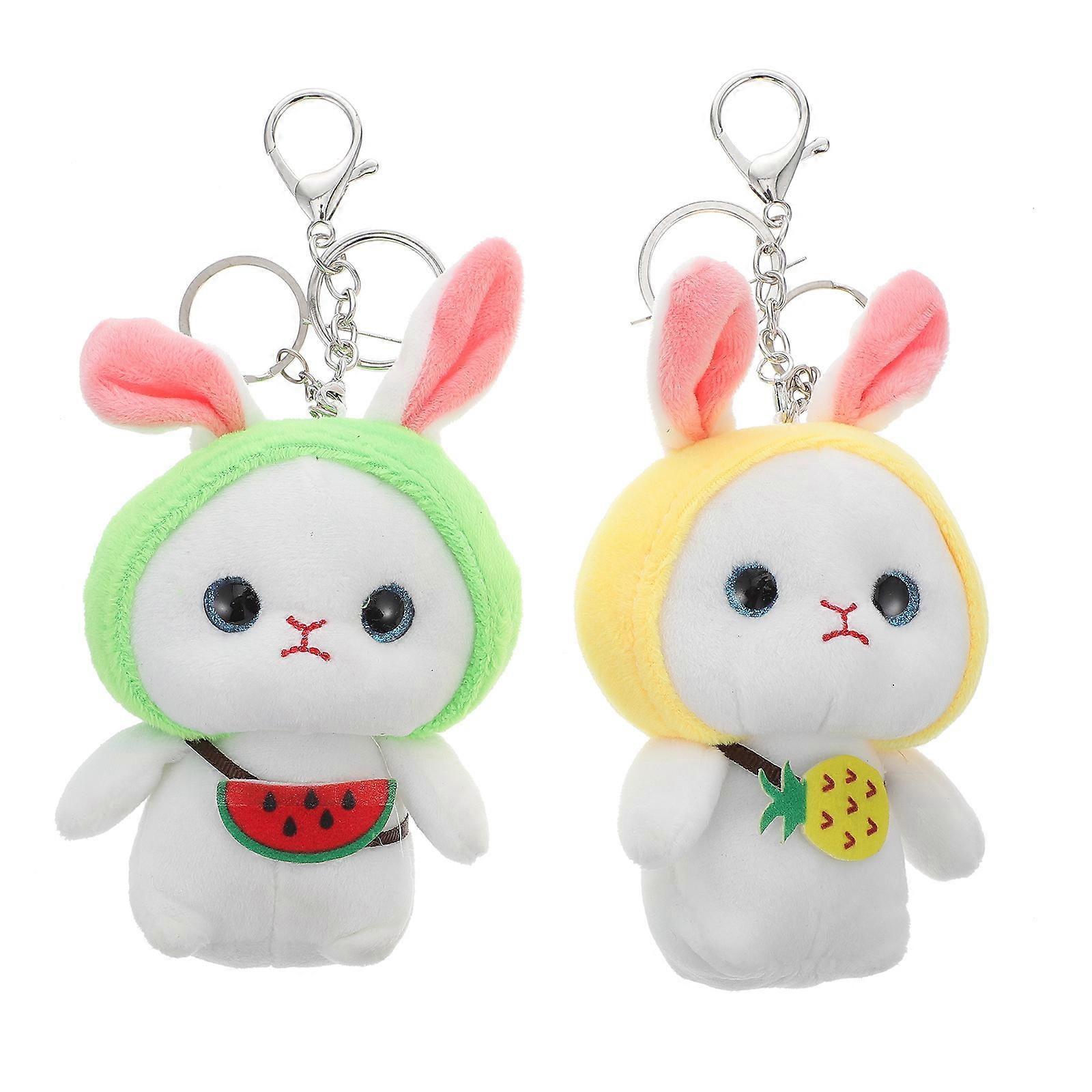 Bunny Key Ring Plush Rabbit Key Pendant for 2Pcs Bag Hanging Adorn