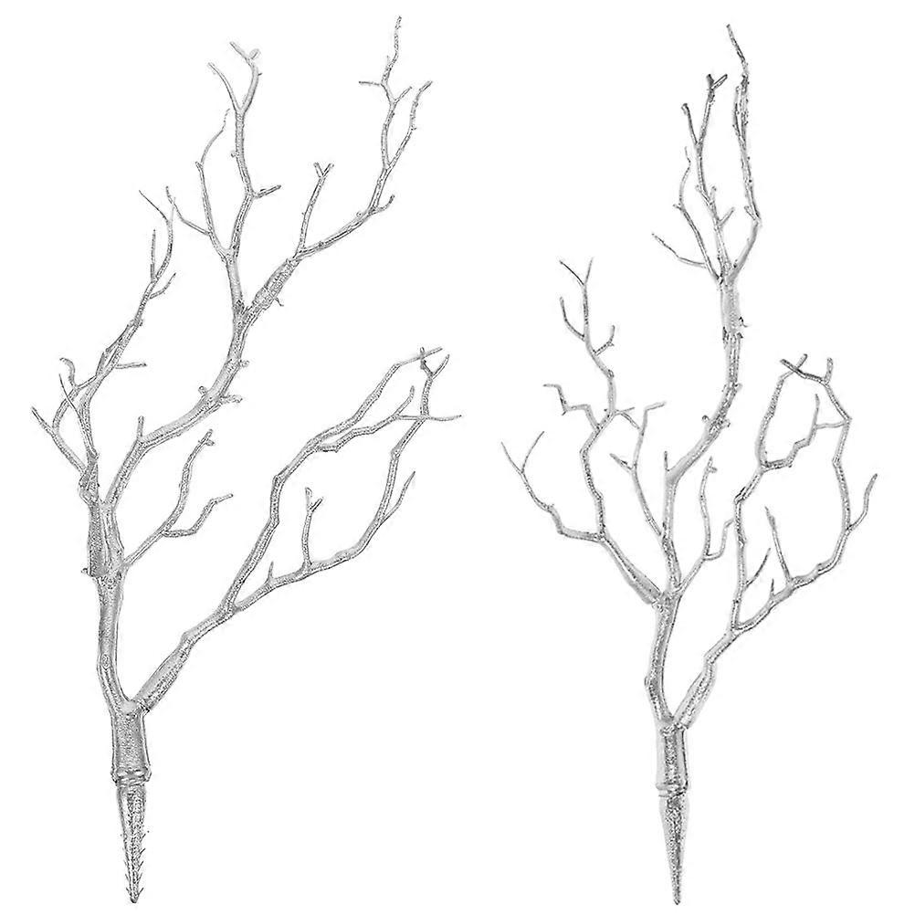 Plastic Decorative Branches Tree Branches for Decor 6Pcs Silver Accessories