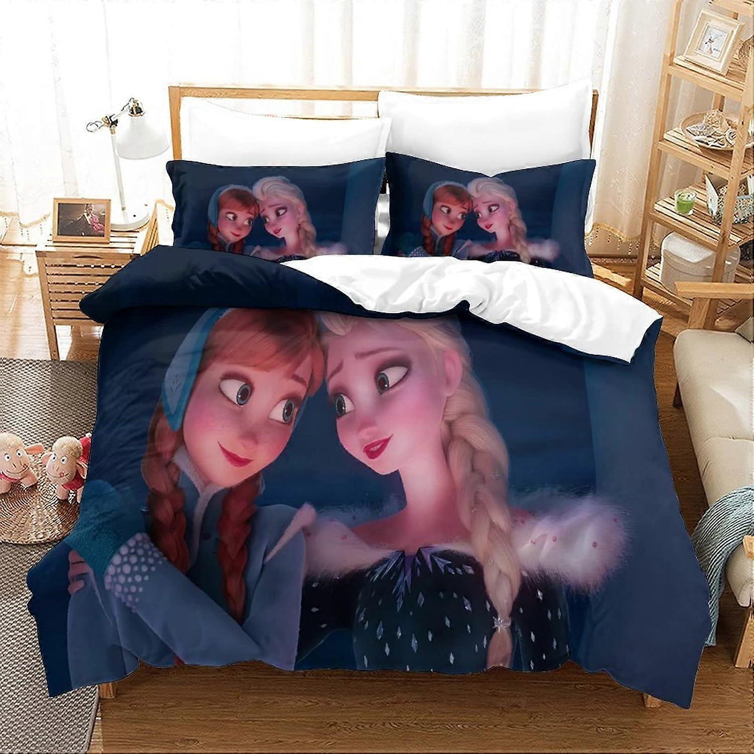 PIN847 Frozen Duvet Cover Set for Kids Youth Adults Cartoon Anime Duvet Covers Single Size Bedding Set with Pillowcases Ultra Soft Microfiber Quilt Co
