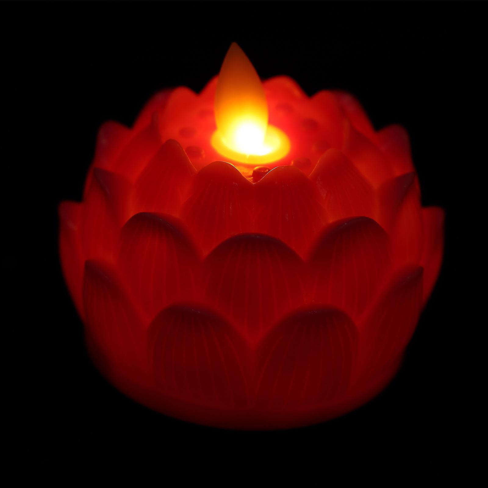 Home Statue Decorative Lamp LED Lotus Lamp Temple Lights Plastic Pink Lighting 6Pcs