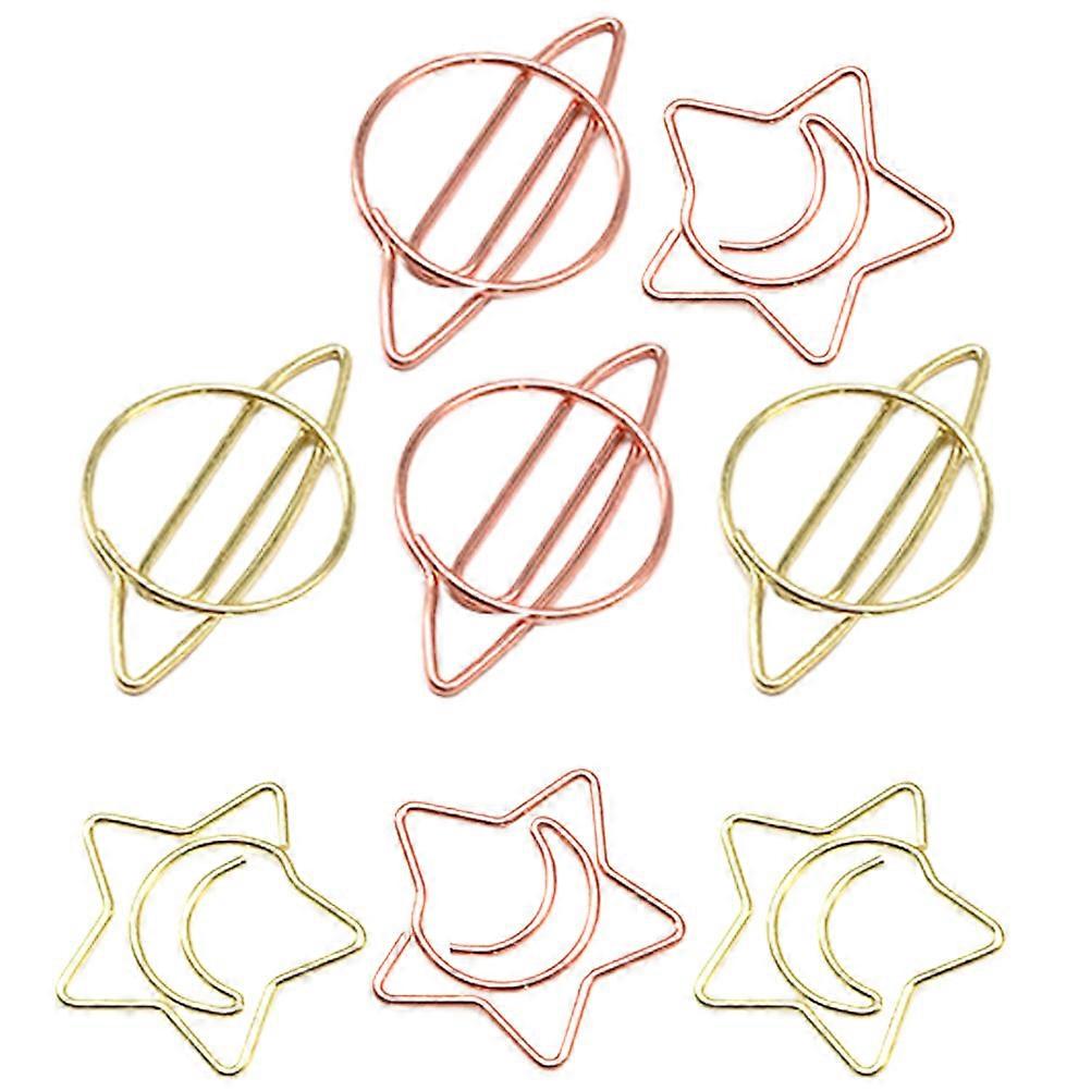 Multi-Use Paper Clips Cute Star and Moon Paper Clips Metal Assorted Color for Daily Use 8Pcs