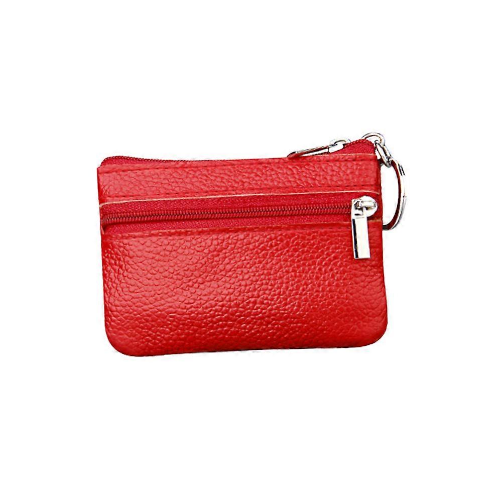 Red Coin Purse Multifunction Wallet For Women Daily Use With Zipper Protection Designed In Simple Style 1Set