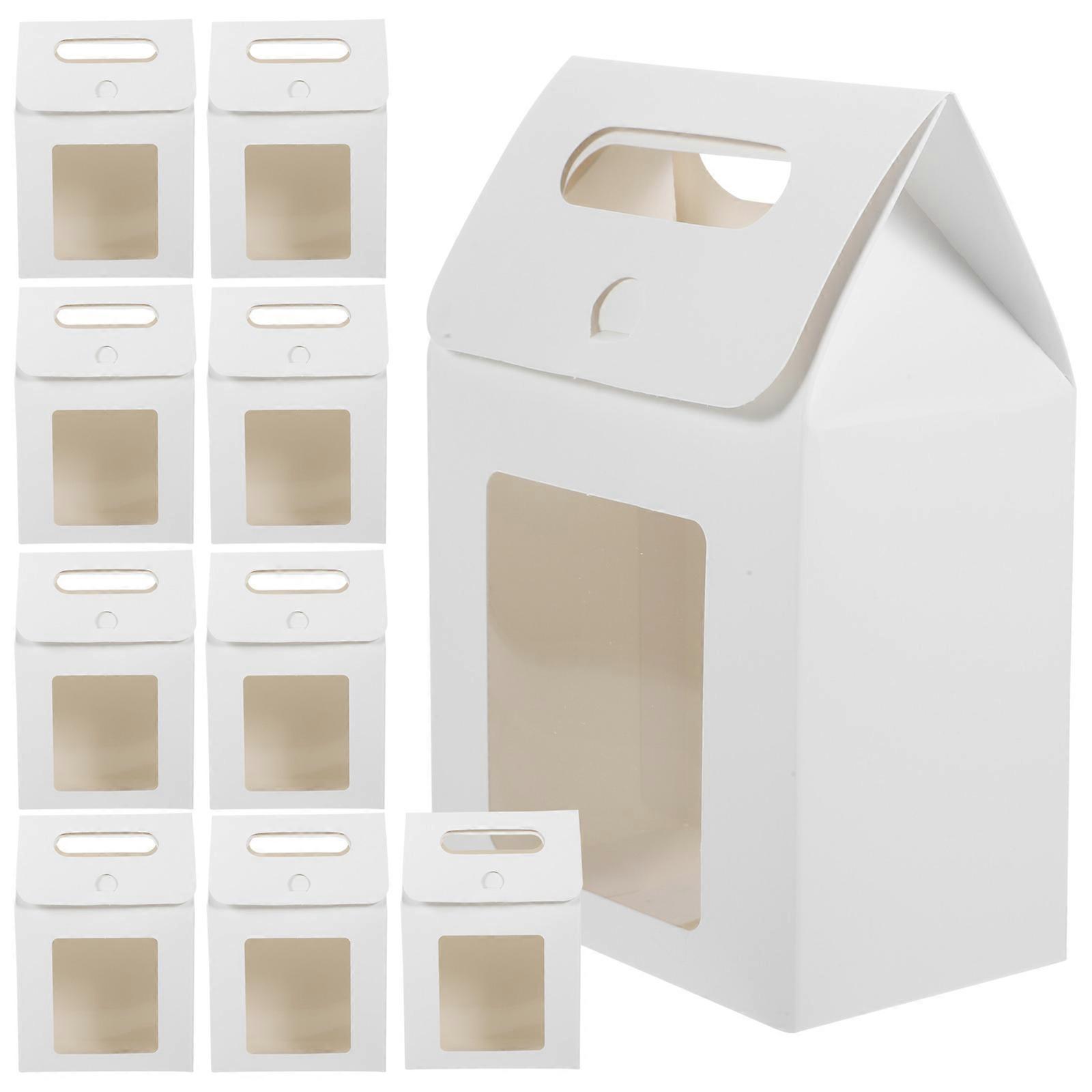 Kraft Paper Bag with Window for Cake Birthday Party White Paper Packaging 10Pack