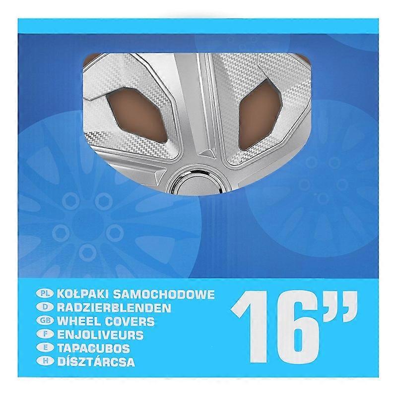 16 Inch Carbon Silver Wheel Cover Set, 4 Pieces