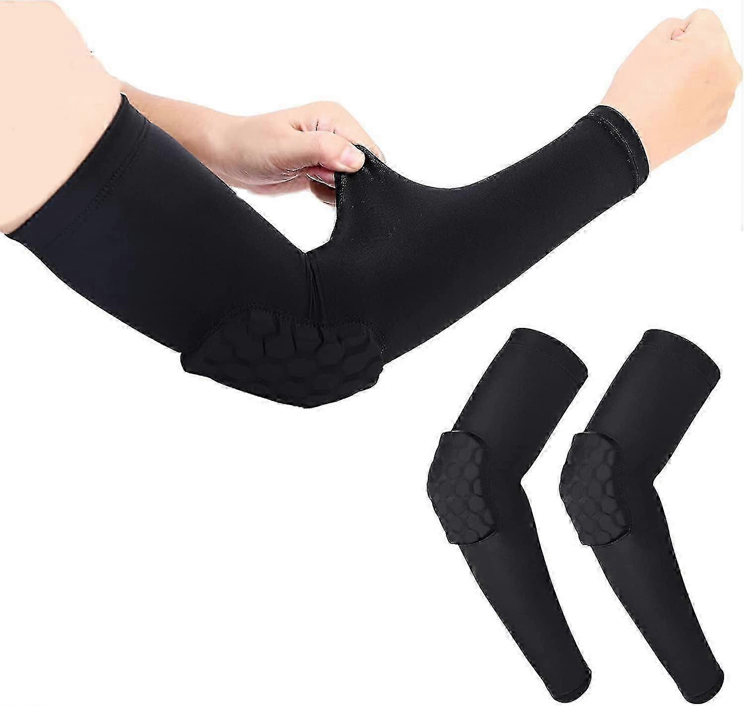 Pair of Football Arm Sleeves Honeycomb Shaped Collision Avoidance Pad Compression Sleeves For Arms