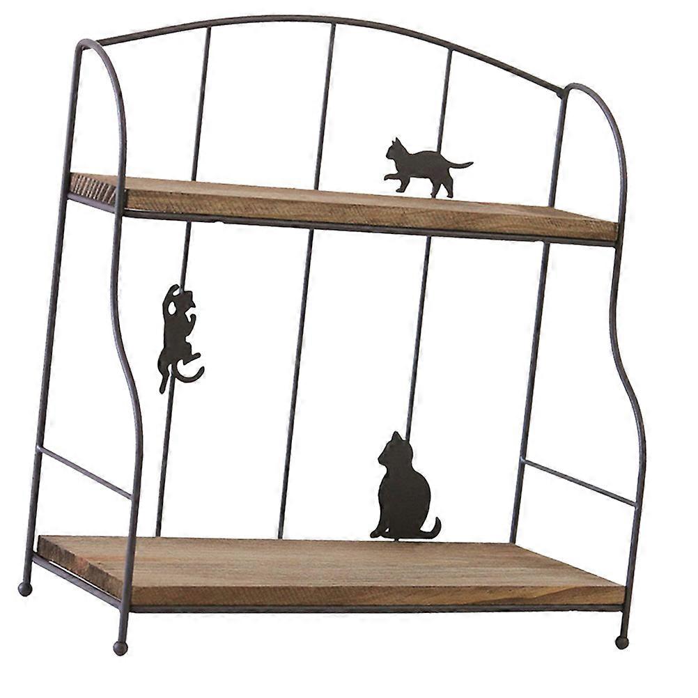 Delicate Cat Storage Rack Double Layer Shelf for Storage Use Black