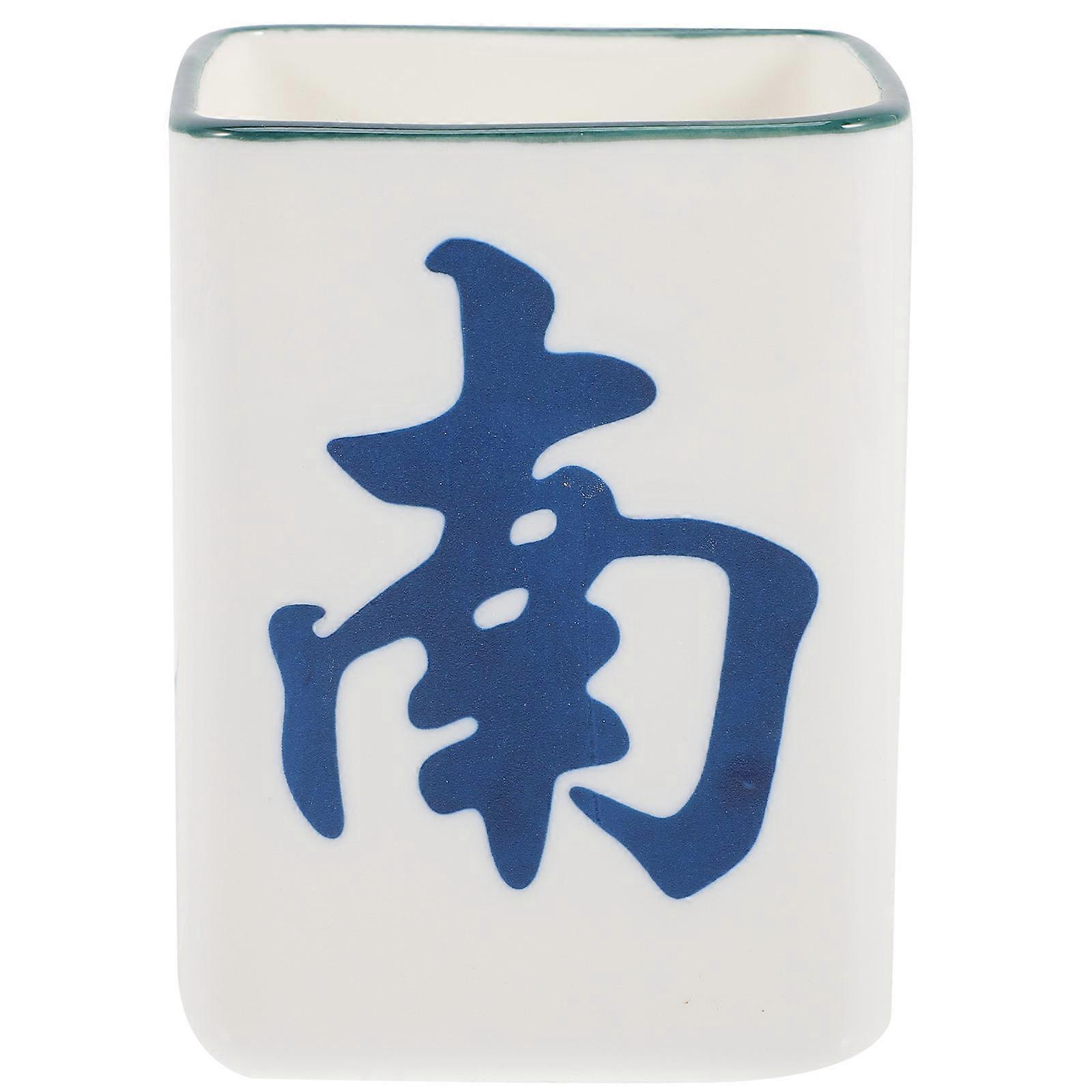 Ceramic Tea Mug for Relaxing Mahjong Pattern Chinese Style Cup