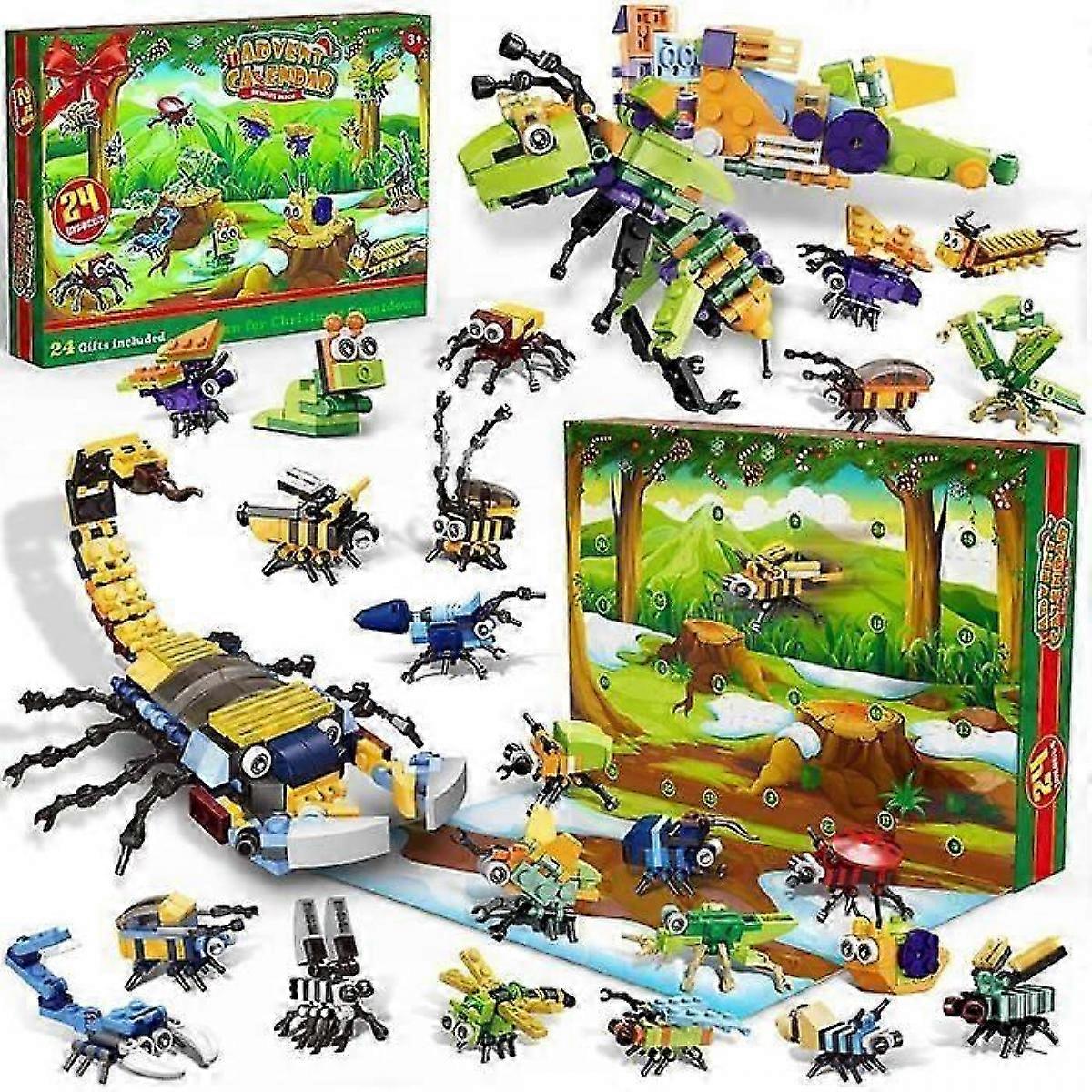 Advent Calendar with 24 Animal Building Blocks - 24 Day Christmas Countdown Calendar Surprise Boxes