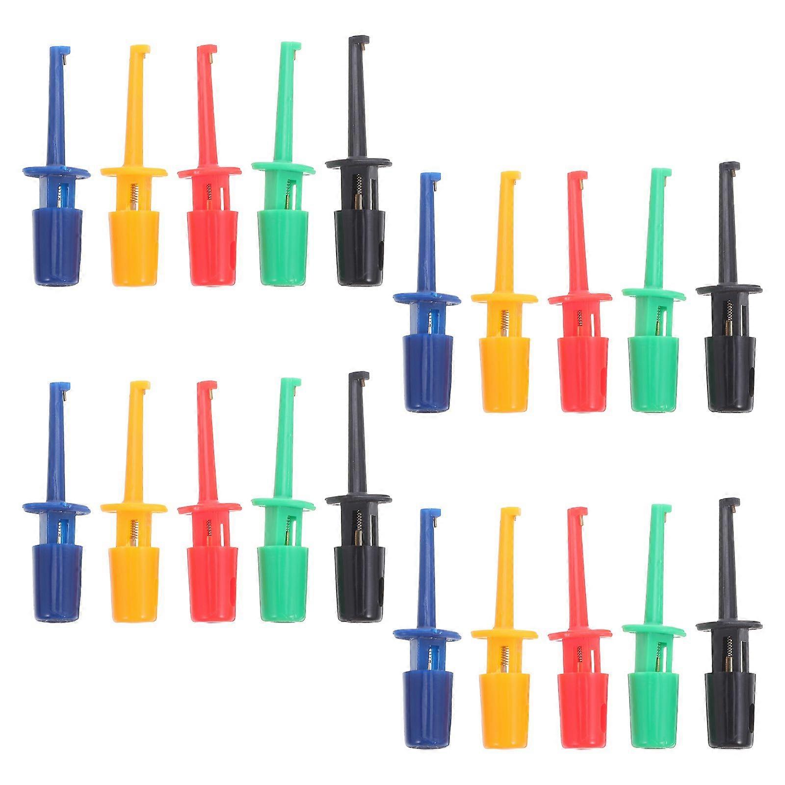 20pcs Test Hooks Clips: Multimeter Accessories Colorful Large Spring Hook Clip Test Grabber Probe for Electronic Components Testing