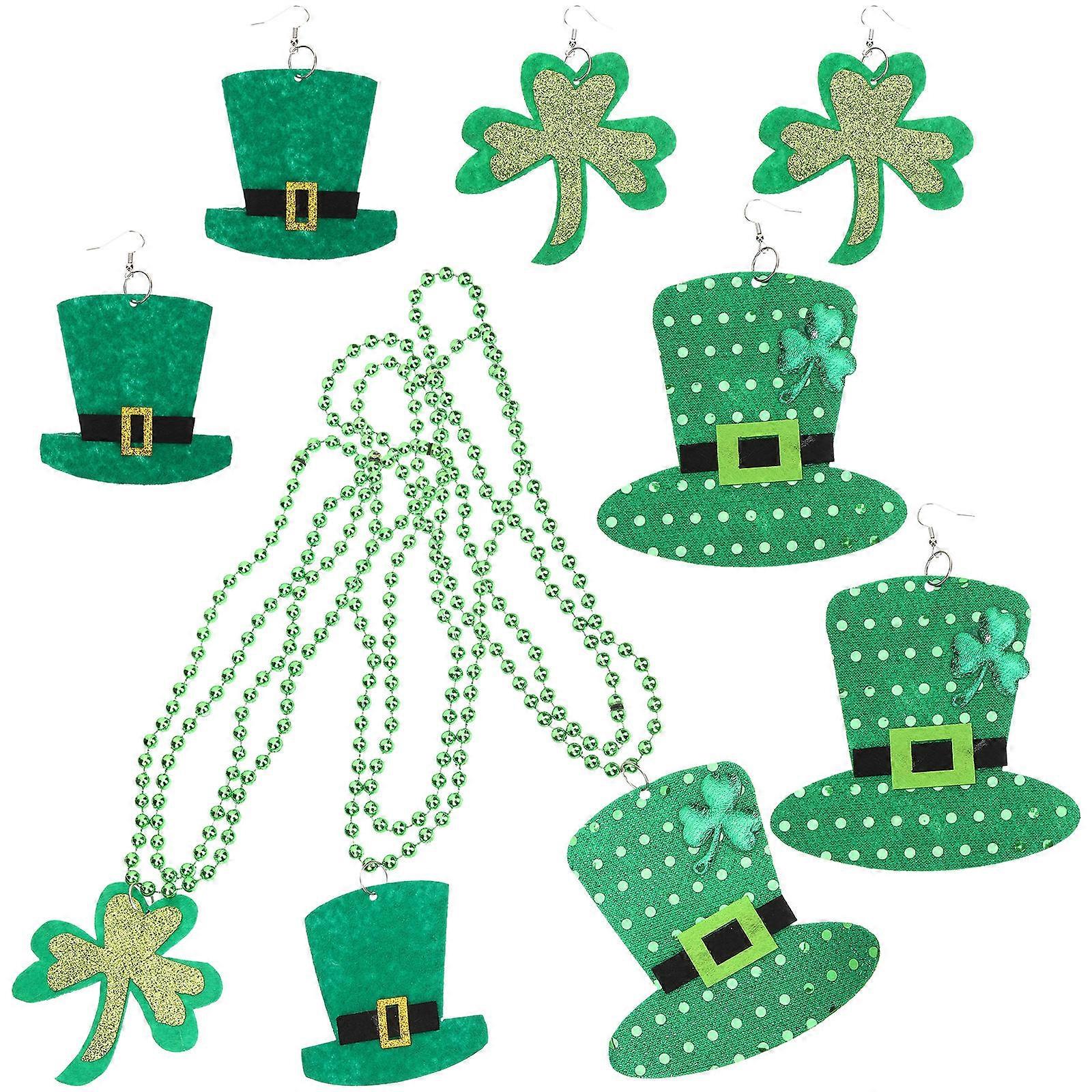 Clover Necklace and Earrings Set for Decoration 3Sets St Patricks Day
