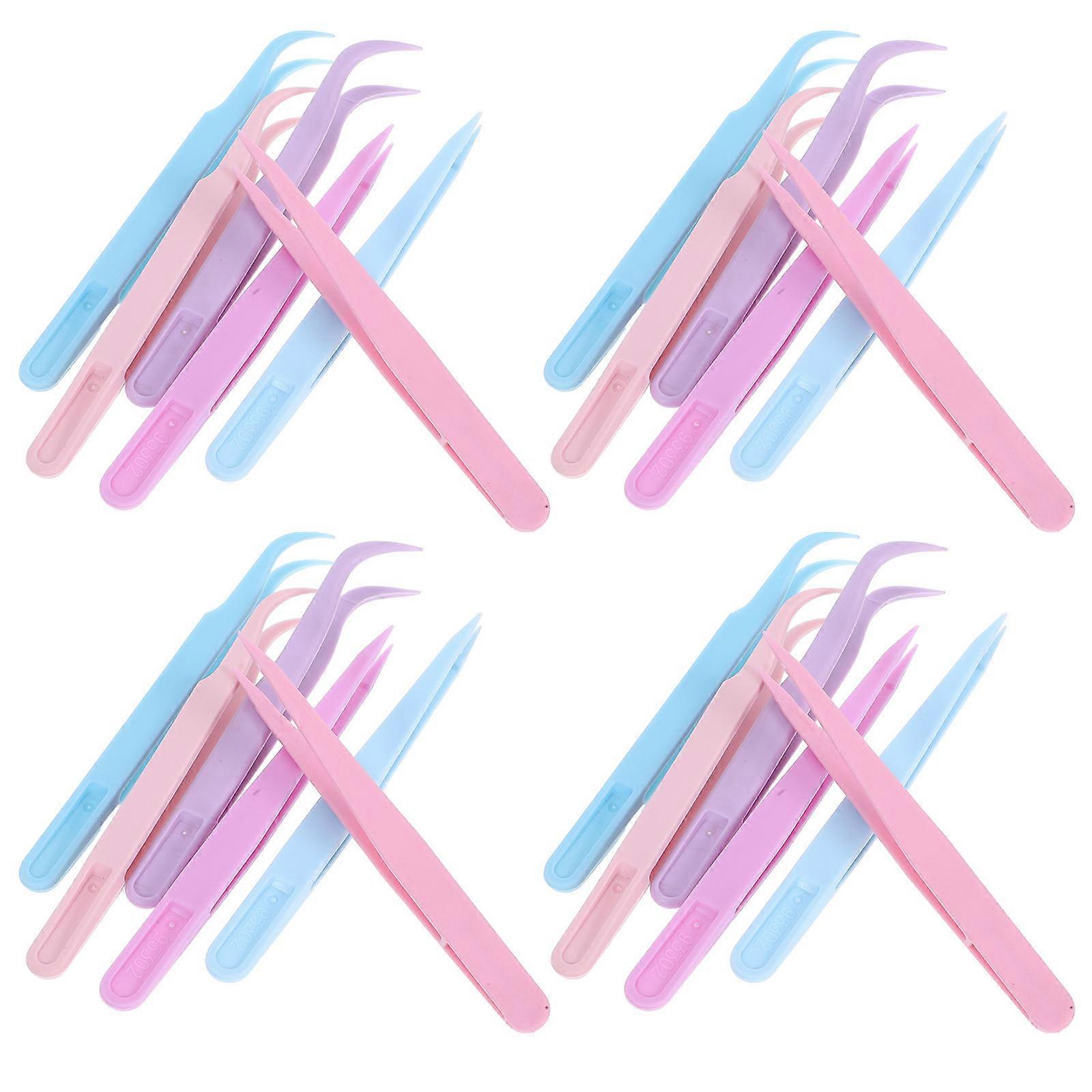 180Pcs Plastic Tweezers for Laboratory and Nail Art Use Featuring Curved and Straight Tips