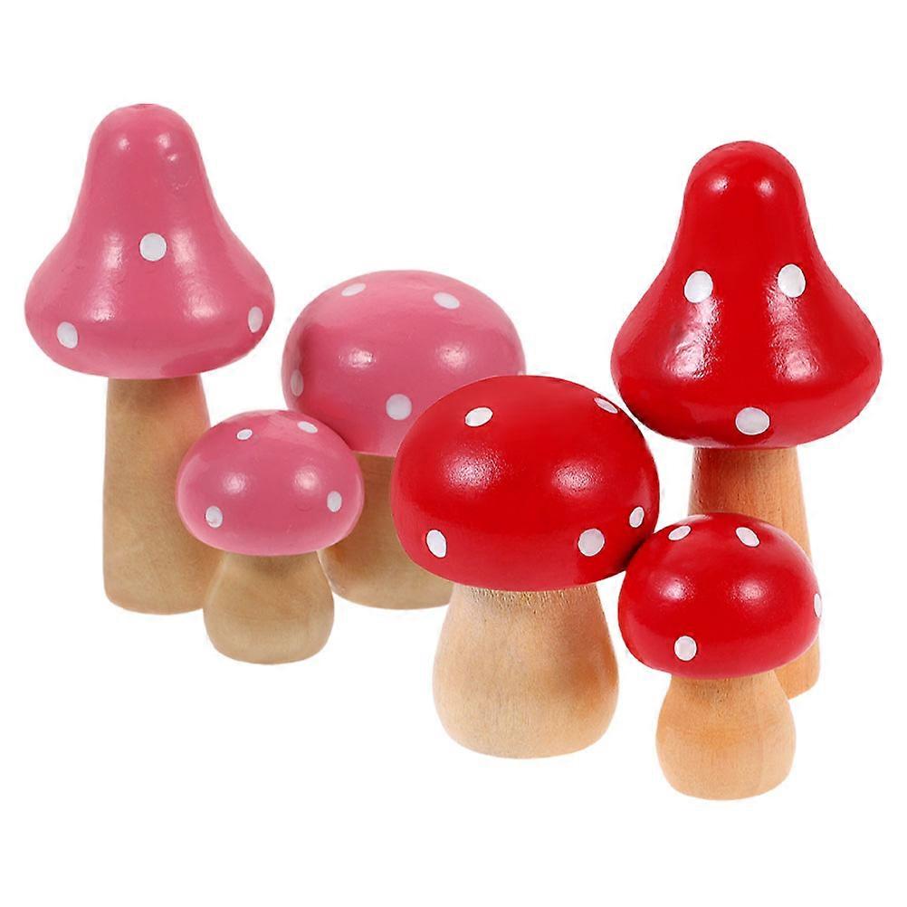 Mini Mushroom Figures for Bonsai 18Pcs Wood Assorted Color Micro Decor