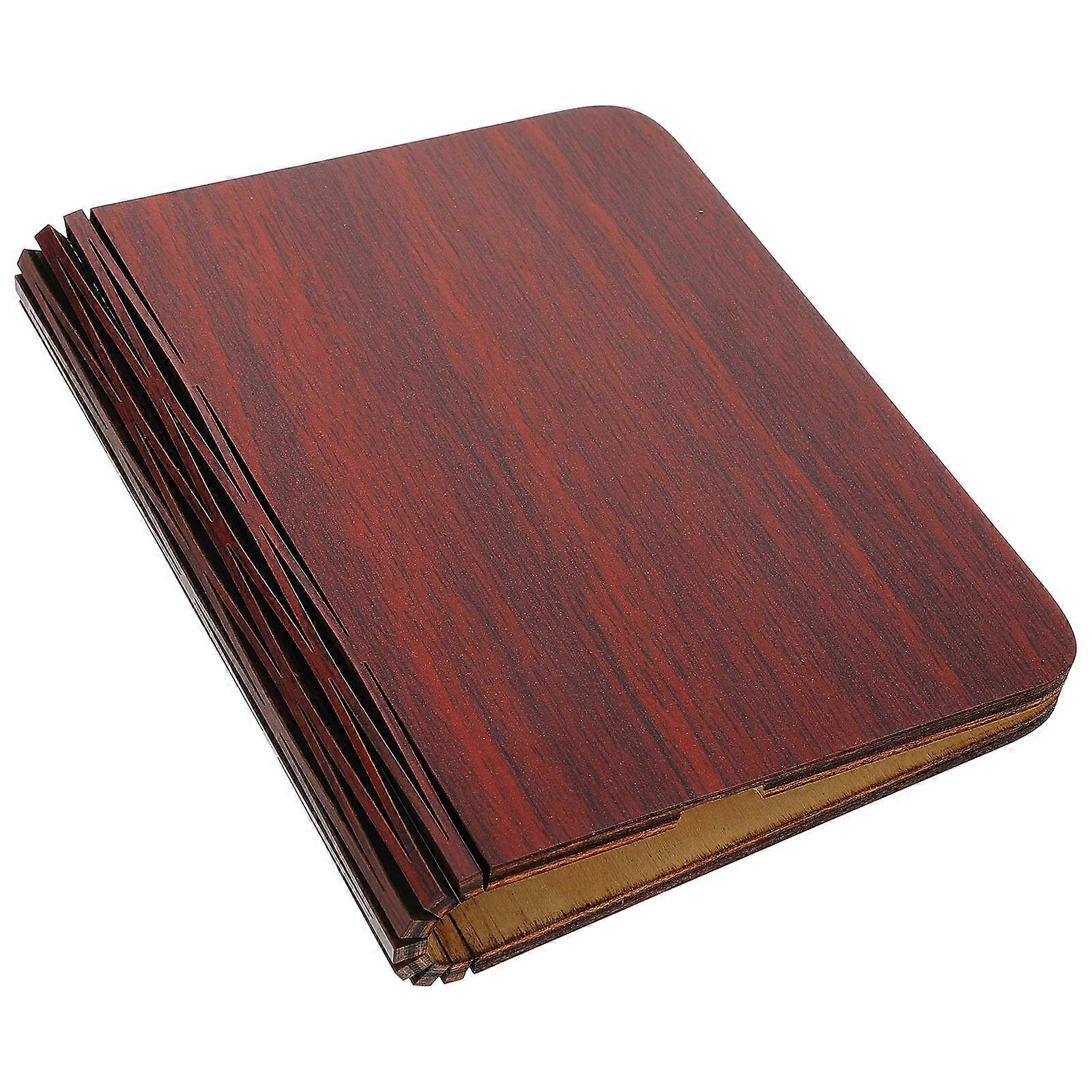 3Pcs Folding Book Light Wood Shell for DIY Supply Dark Red Craft Accessory