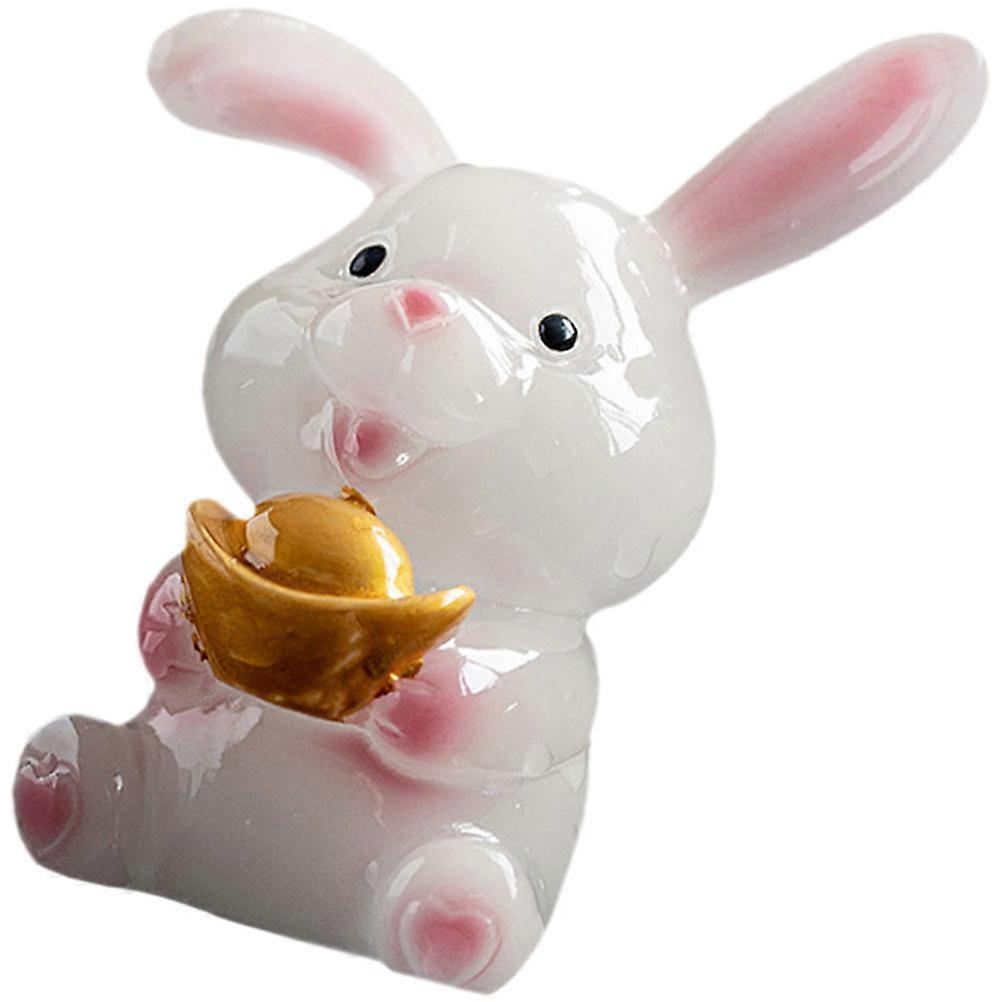 Rabbit Shape 3Pcs Resin Figurines For Decoration Teahouse Desktop 9.7X7.3X5CM Simple Design