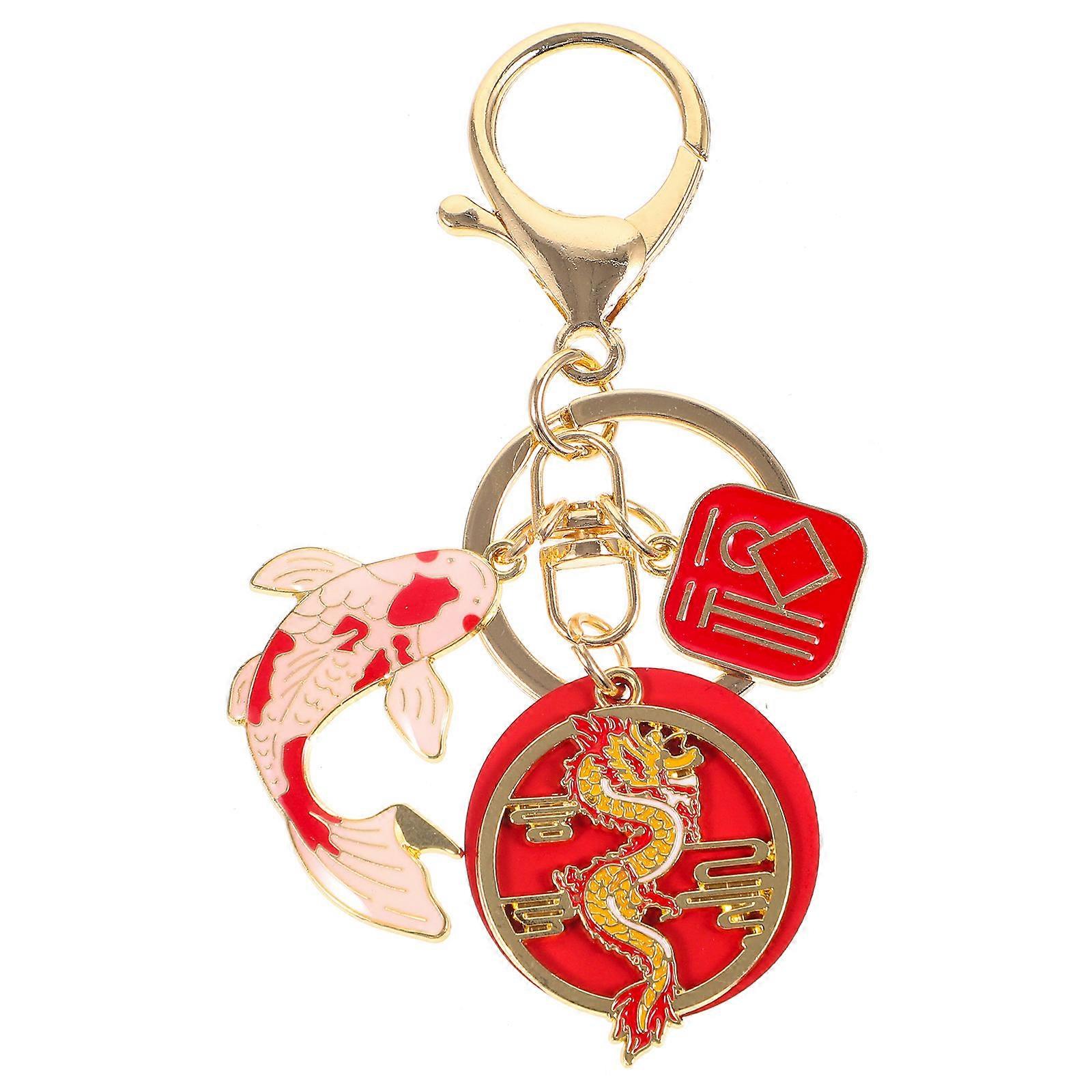 Hanging Pendant Metal Dragon Year Keychain for Keys 3Pcs Set