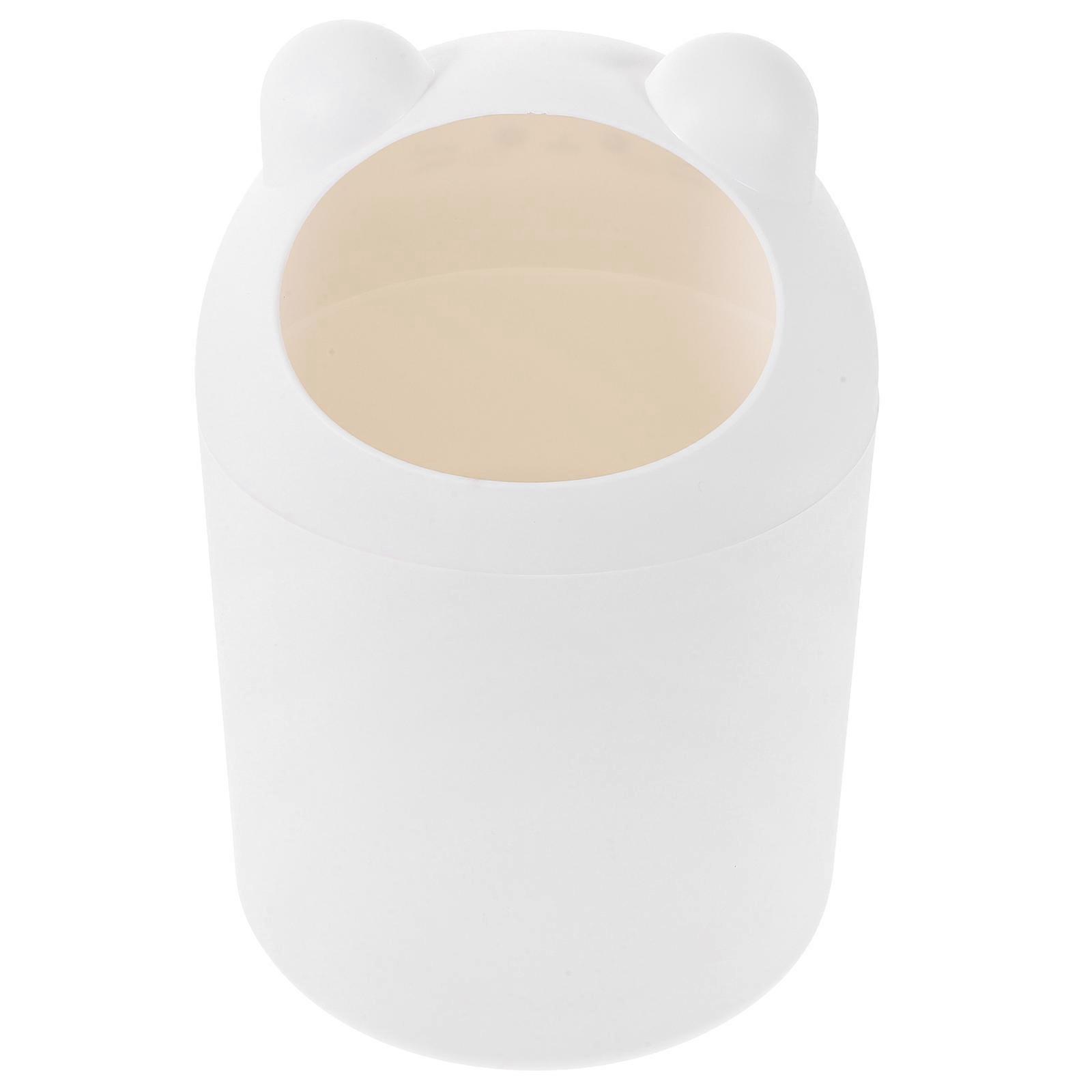 Cute Trash Can Household Item Bear Style Plastic White Garbage Storage 1Set