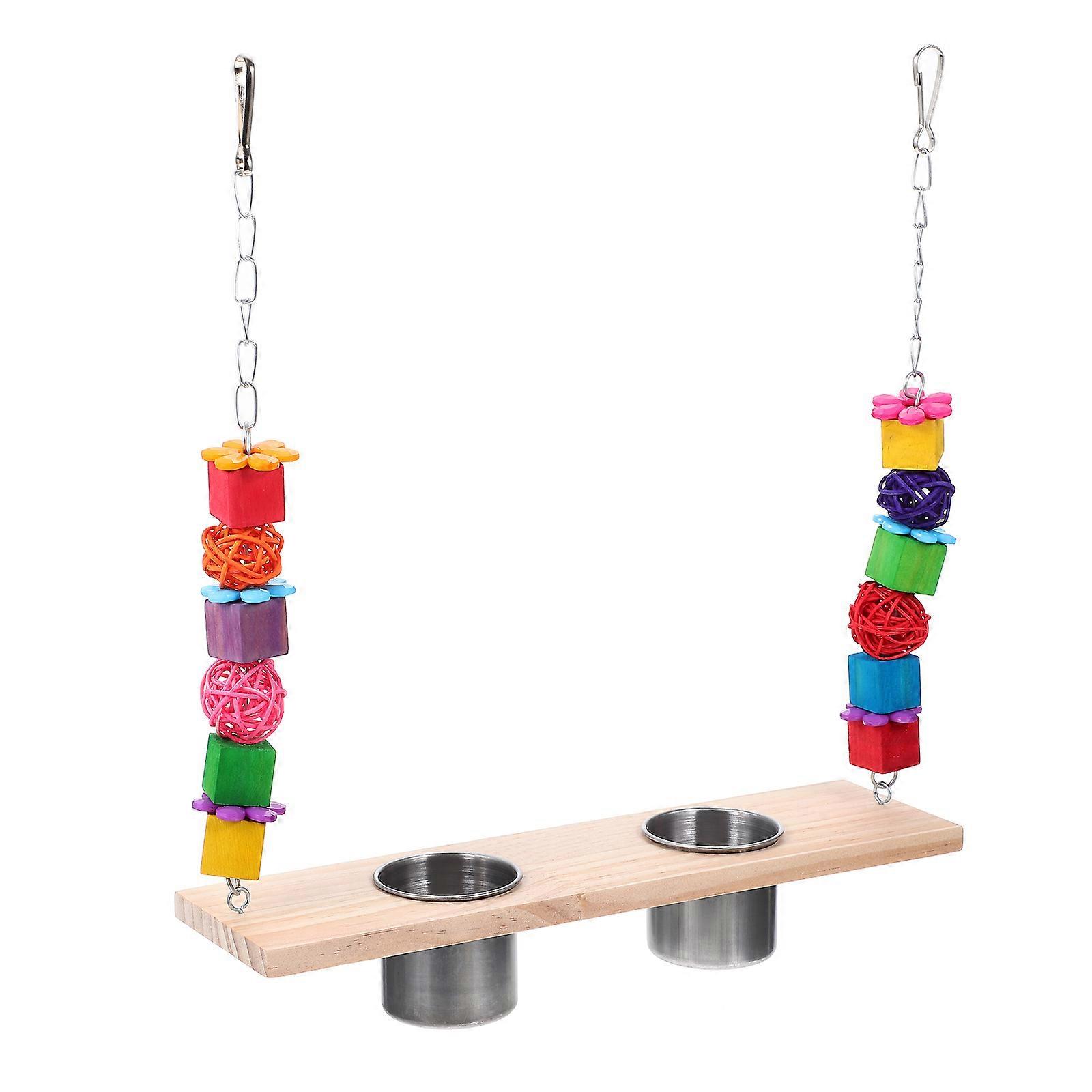 Parrot Swing Bird Feeder Toy Feeding Time for 1 Set