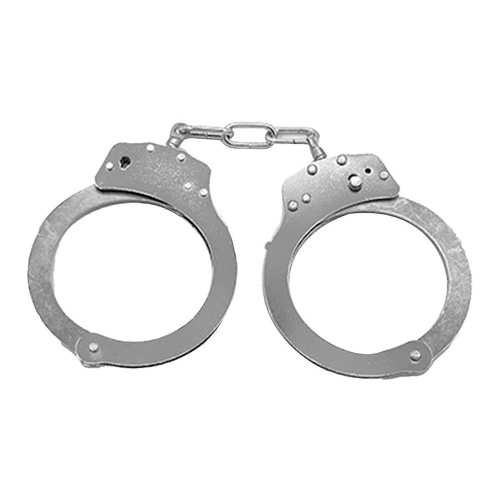 Silver Stainless Steel Handcuffs with Double Lock for Fashionable Role Play and Adult Entertainment Use