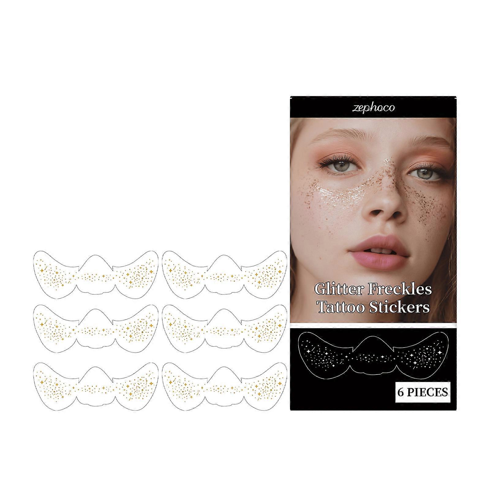 6-piece party freckle temporary tattoos make it easy to create a festive party look. Long-lasting face temporary tattoos.