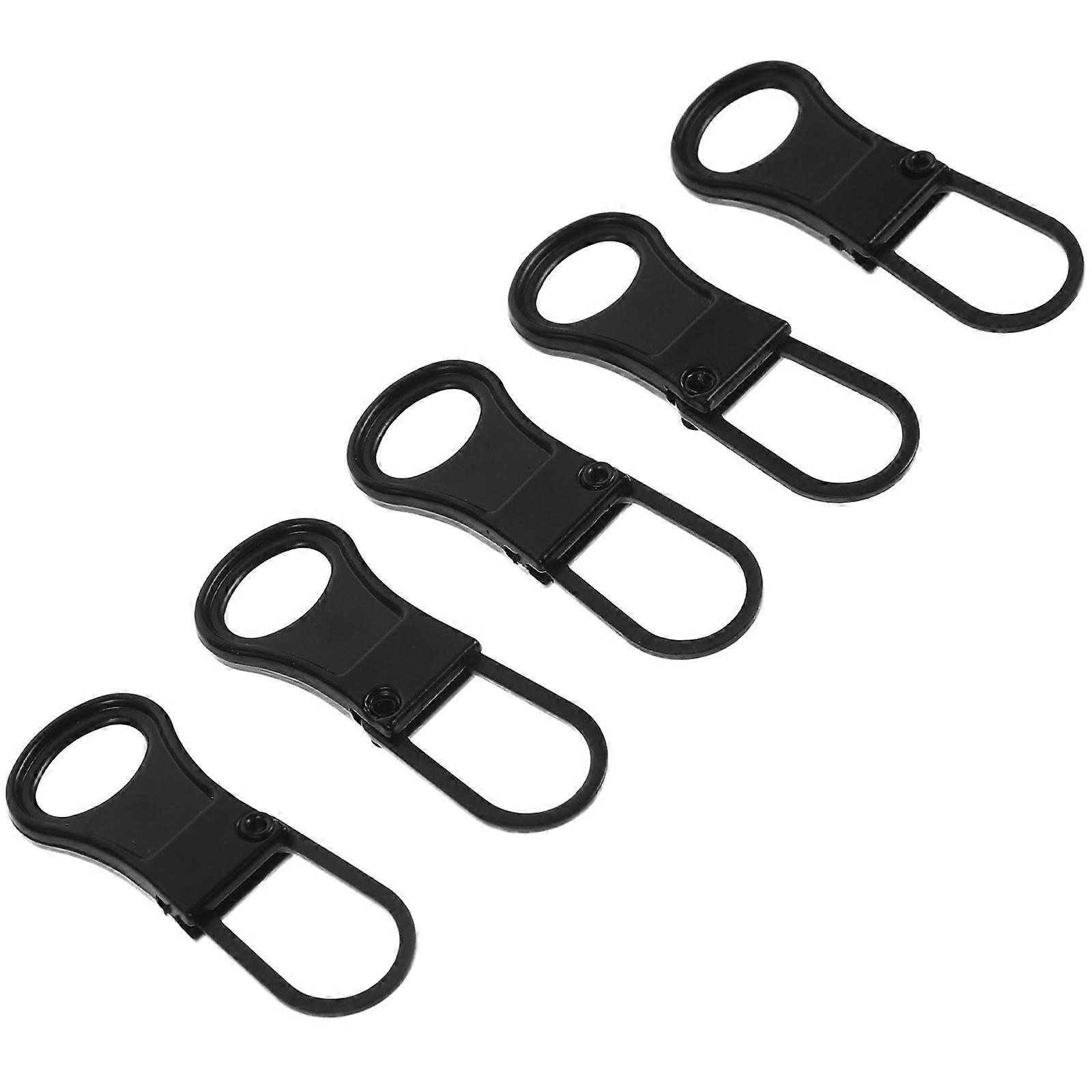 Durable Black Zipper Pulls Replacement Tabs for Clothing 5Pcs Pack