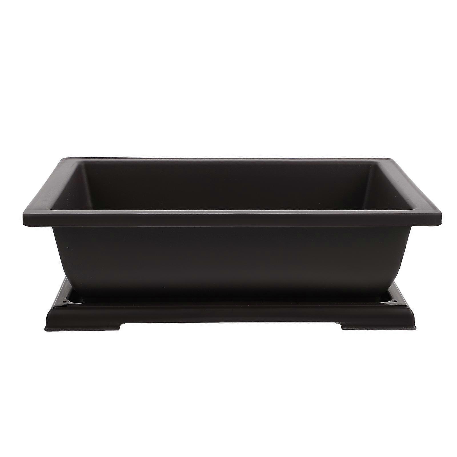 Plastic Flower Container Pot for Garden Use with Tray 3Pcs Set Black