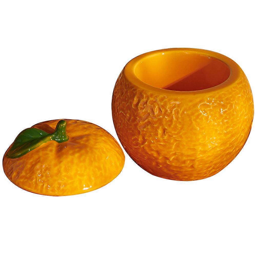 Orange Ceramic Food Storage Jar for Kitchen Use 2Pcs Candy Holder
