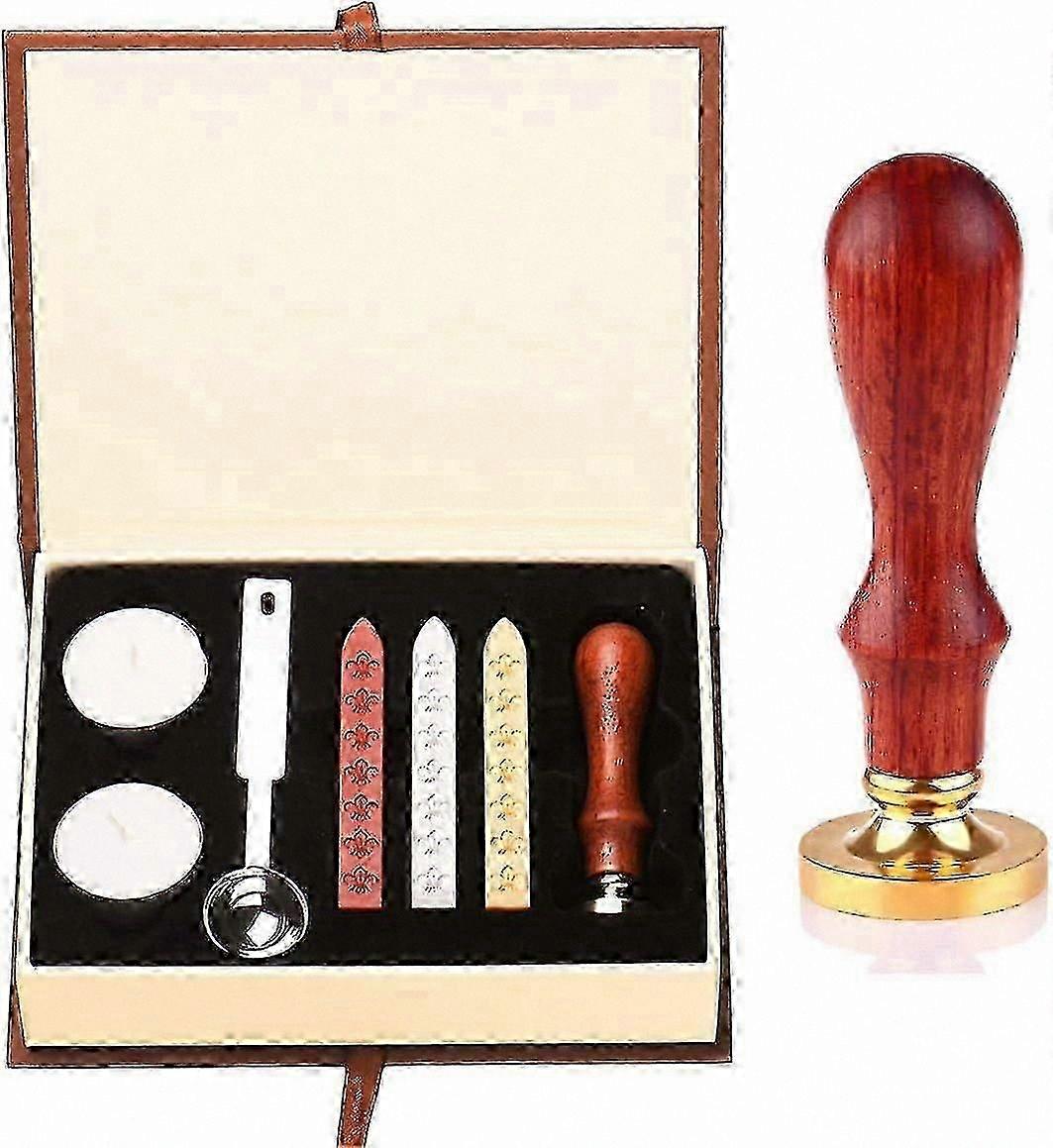 Hogwarts-Party-Stempelset – 1 Stempel mit Holzgriff + 3 antike Wachse + 1 Löffel + 2 weiße (braune) Wachssiegel
