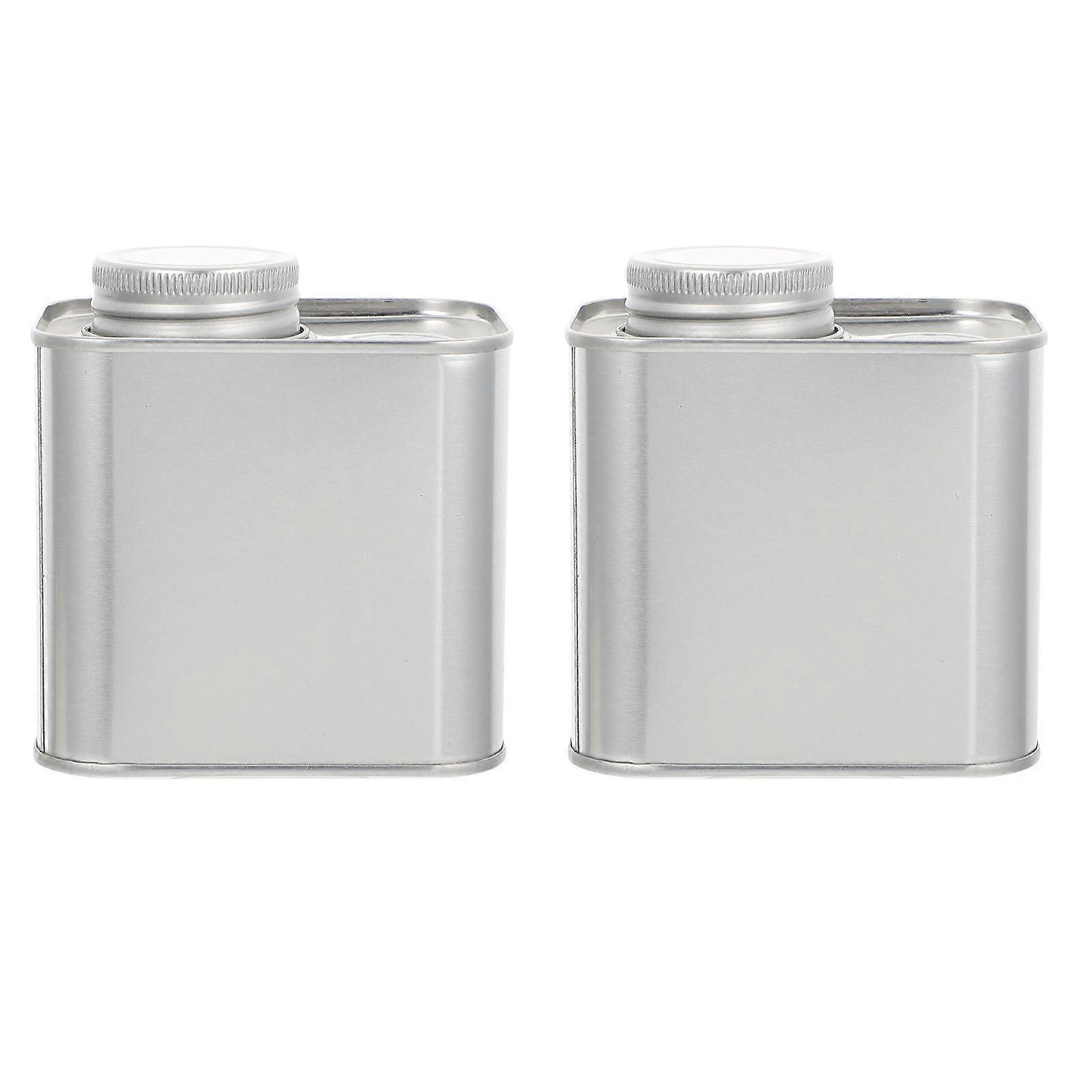 Tinplate Storage Box Sealed Cans Silver 9.5X8.5CM Dust-Proof 2Pcs