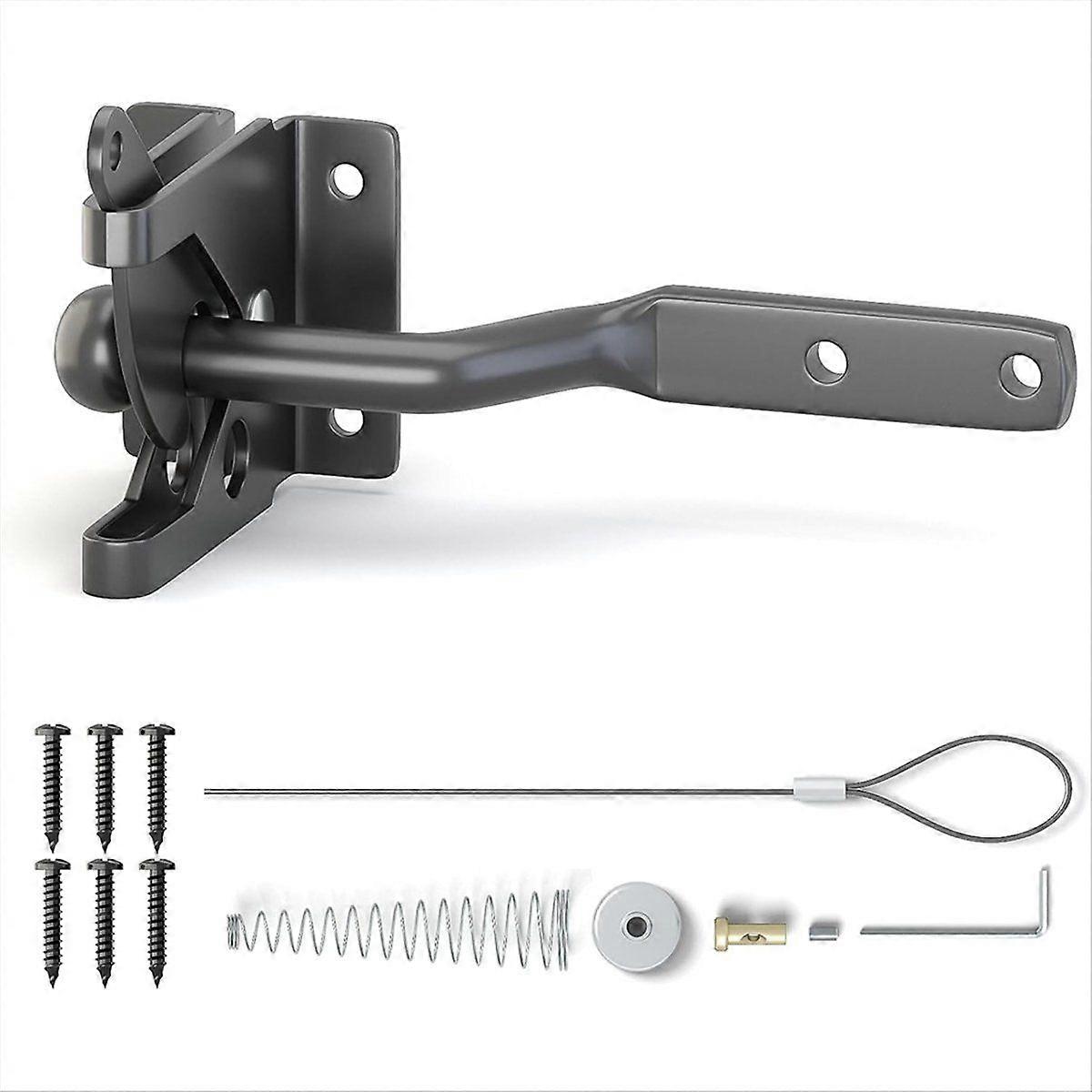 Automatic Self Locking Gate Latch for Wooden Fence Post Mount, Heavy Duty Fence Gate Lock for Secur