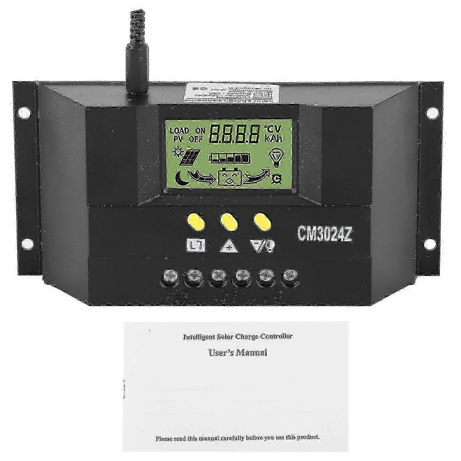 Solar Charge Controller Regulator PWM LCD Display 12V 24V 30A for Home, Industrial, and Commercial Use