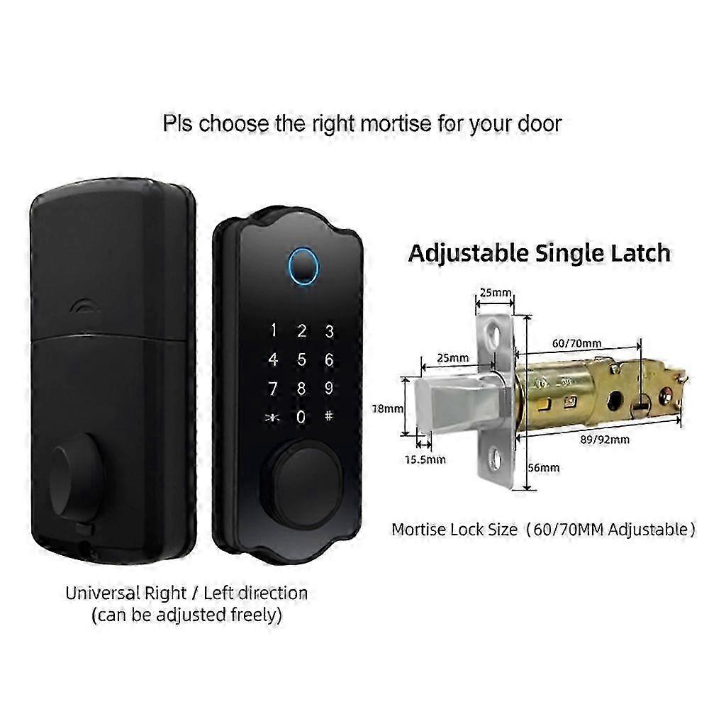Smart Door Lock Water Resistant Auto Lock 5 in 1 for TTlock App IC Card 150 Codes Electronic Fingerprint Door Lock with Handle Lever Set for Front Doo