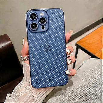 Luxury Heat Dissipation Breathable Cooling Case For iPhone 15, 14, 13, 12, 11 Pro Max  Mesh Hollow Ultra Thin Blue